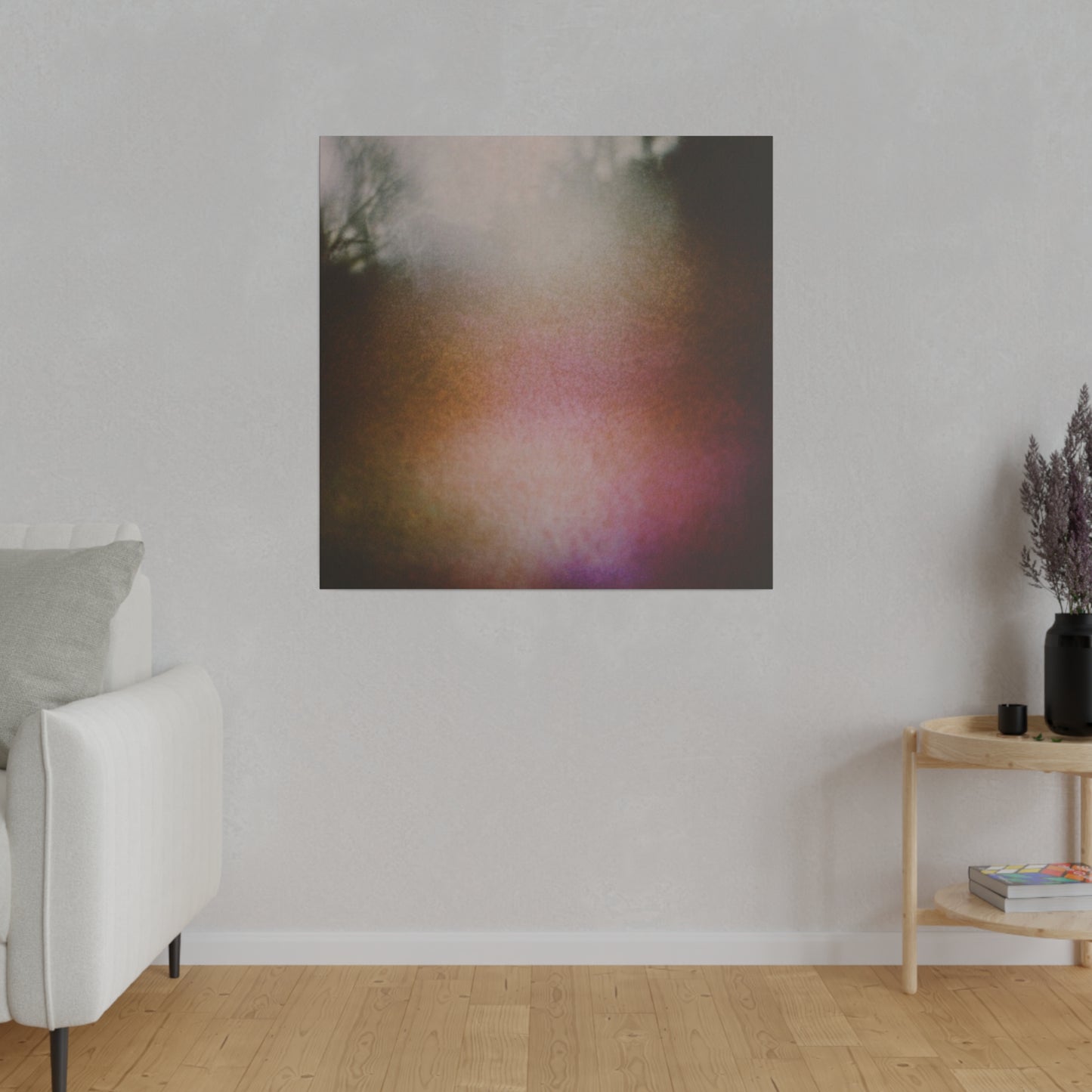 Muted Neon Ethereal Abstract Meadow Dreamscape Wall Art on Matte Canvas