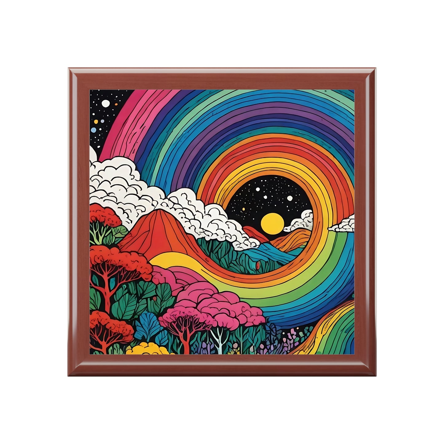 Rainbow Road Custom Art Jewelry box of Contemporary Black & White Jewelry Box - Elegant Storage for Accessories