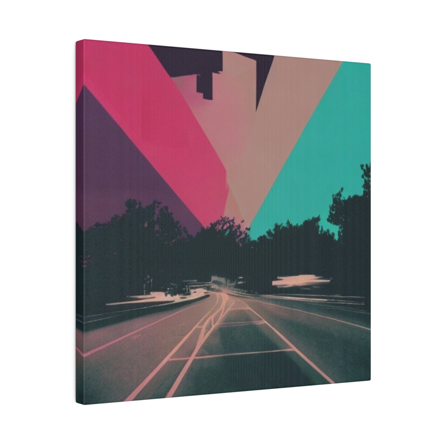 Pink Neon Streets Modern Dreamscape Wall Art Matte Canvas