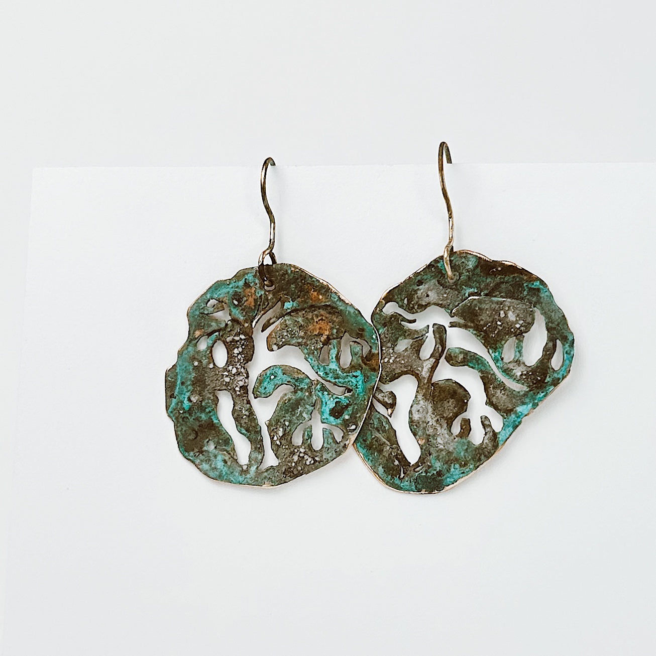 Erosion Echoes– Handcrafted Patina Brass Earrings