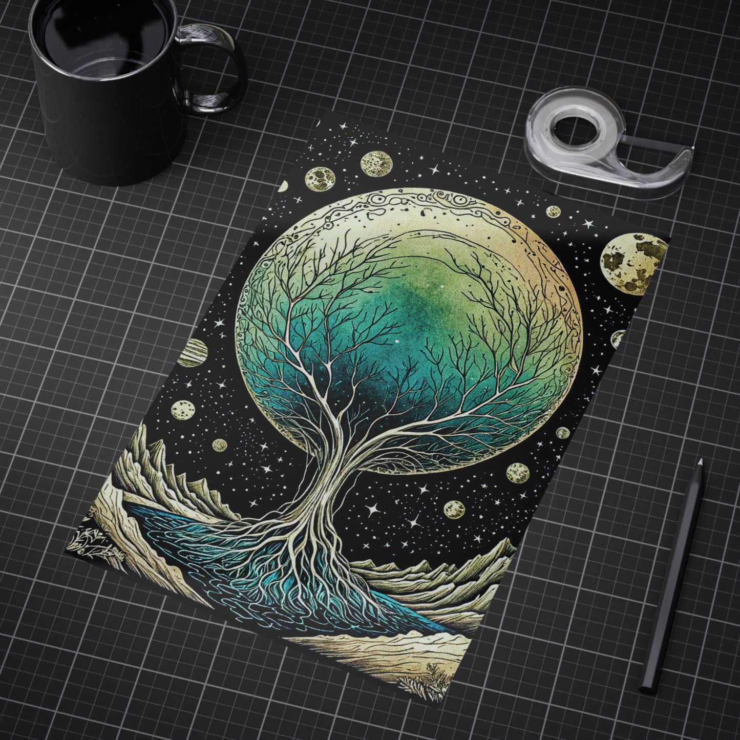 Lunar Rooted Moon Tree of Life Art Unframed Print Celestial Wall Art Decor