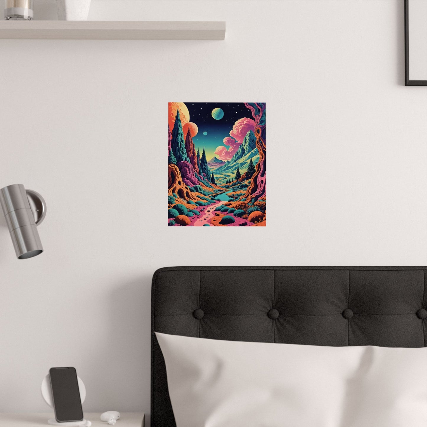 Crimson Cloud Valley| Retro Trippy Pyramid Space Poster| Surreal Psychedelic Fantasy Posters – Whimsical Fine Art Wall Prints