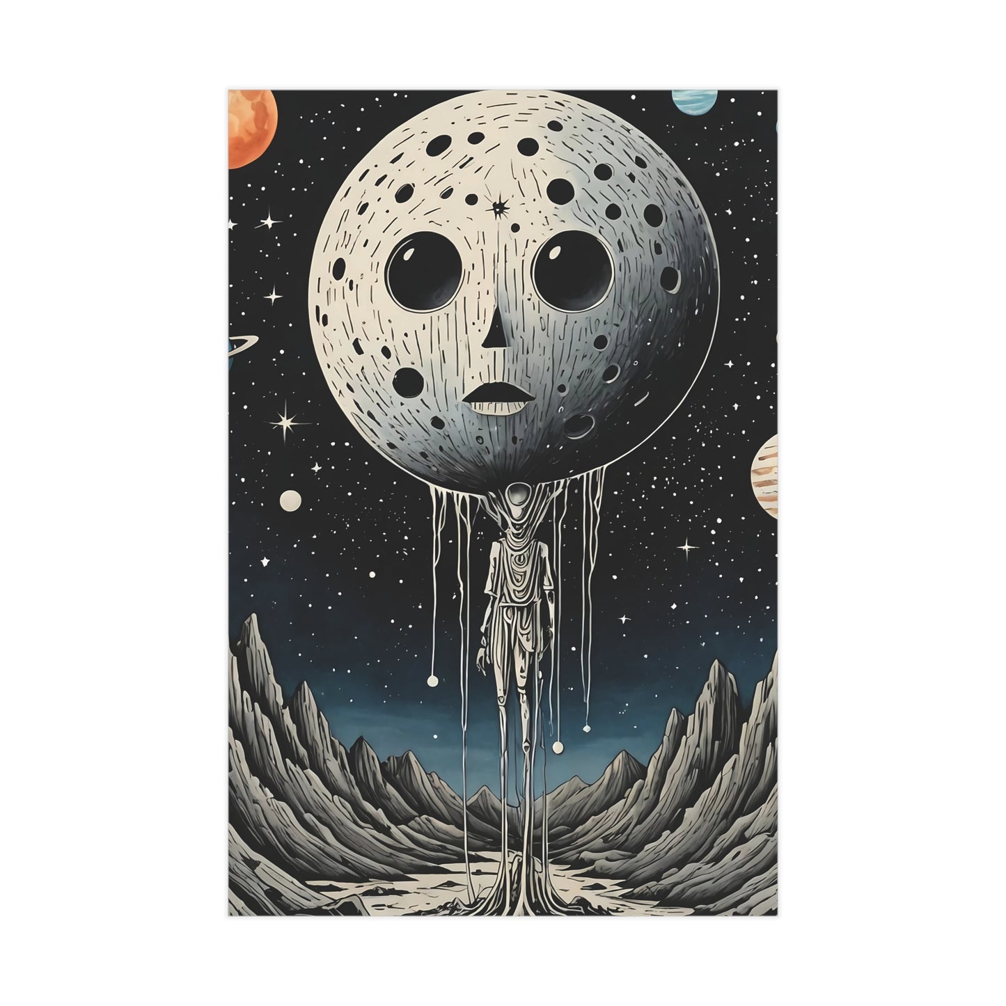 Watcher of the Void Surreal Lunar Being Unframed Art Print