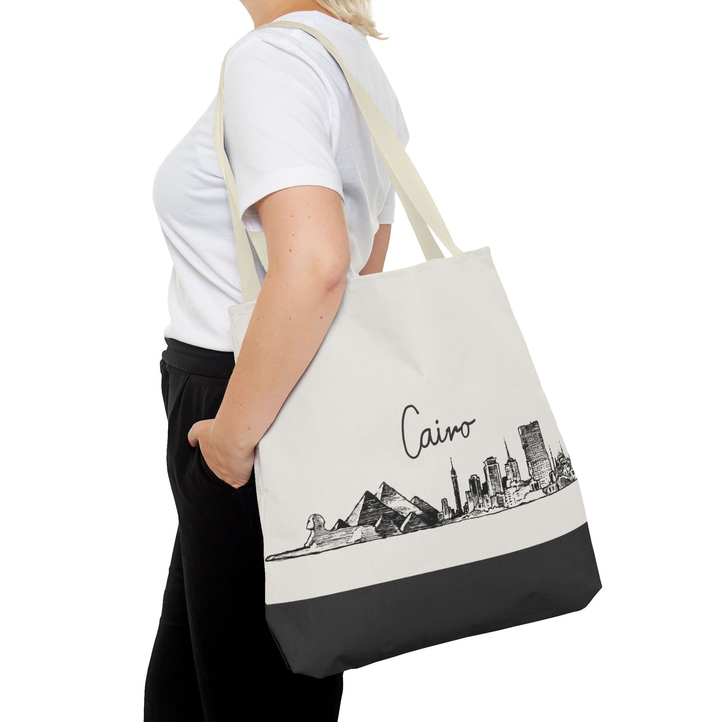 Cairo Travel Tote Bag – Lightweight Wanderlight Tote, Skyline Design, Durable Everyday Adventure Bag
