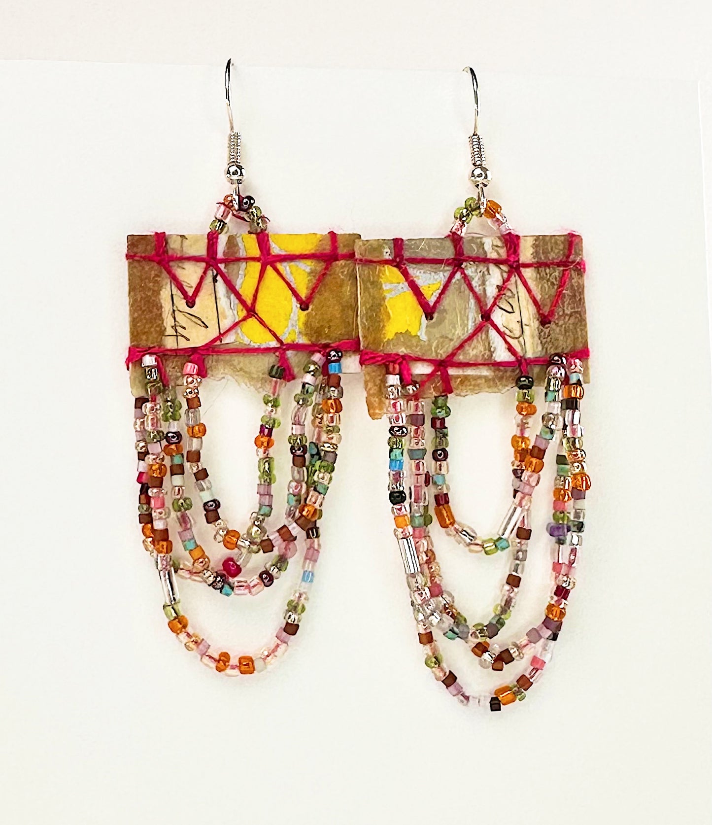 Gilded Reverie Earrings| Handsewn Textile Colorful Beaded Earrings