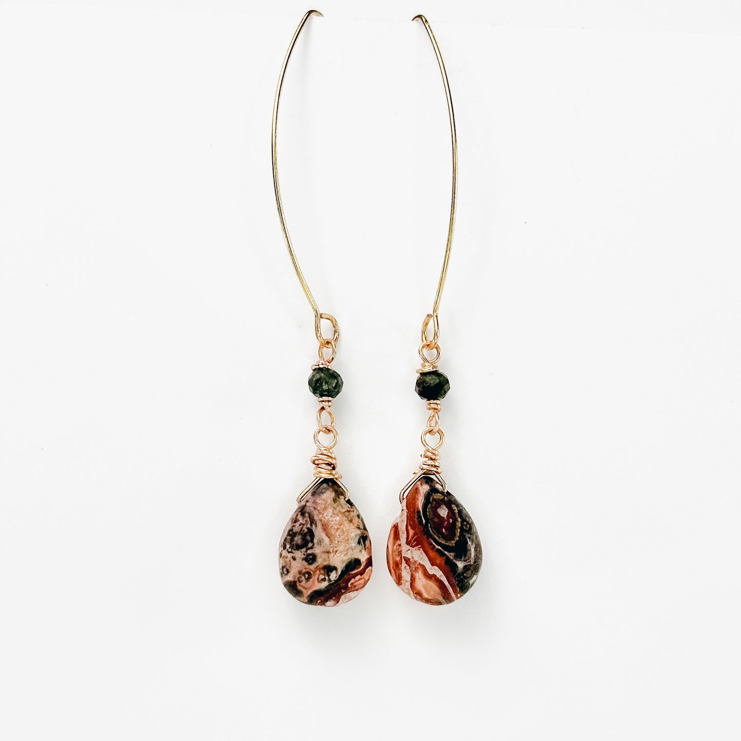 Root Echo– Leopard Skin Jasper & Tourmaline Earrings
