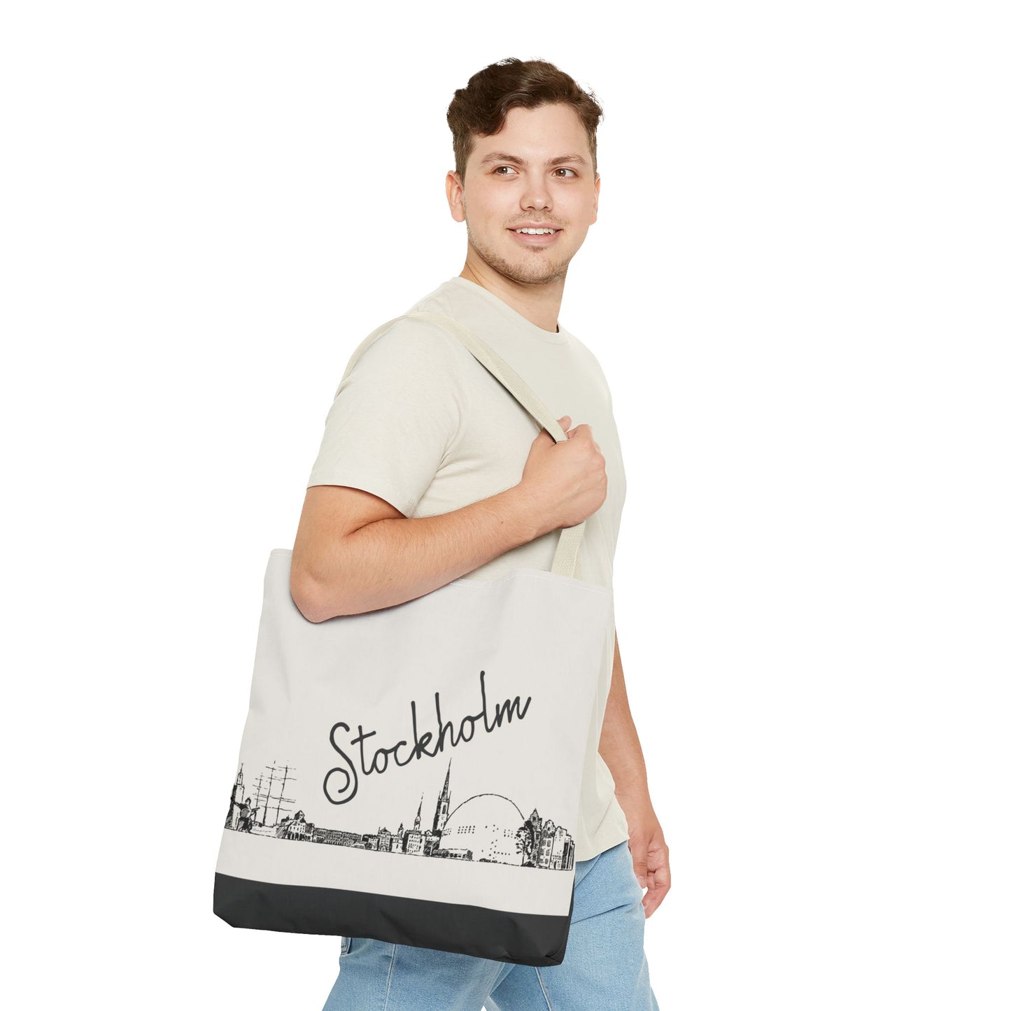Stockholm Travel Tote Bag – Lightweight Wanderlight Tote, Skyline Design, Durable Everyday Adventure Bag