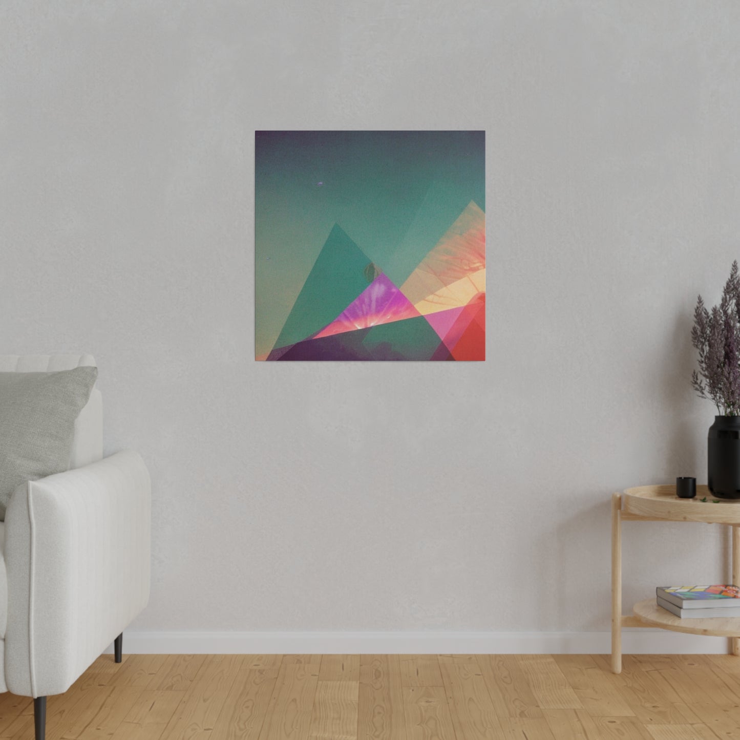 Rainbow Geometric Mountain Prism Wall Art Matte Canvas