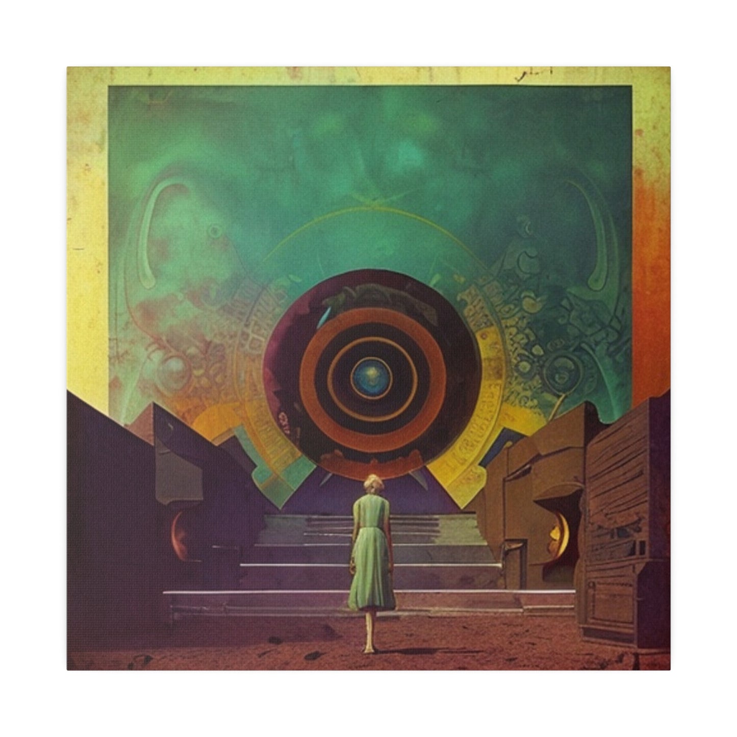 Retro Oracle Science Fiction Art House Conceptual Wall Art Matte Canvas