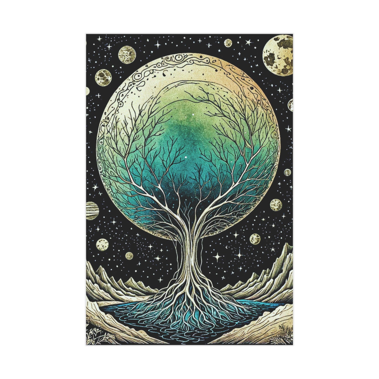Lunar Rooted Moon Tree of Life Art Unframed Print Celestial Wall Art Decor