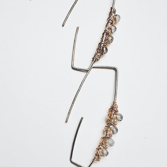 Auric Passage Labradorite Geometric Threader Earrings