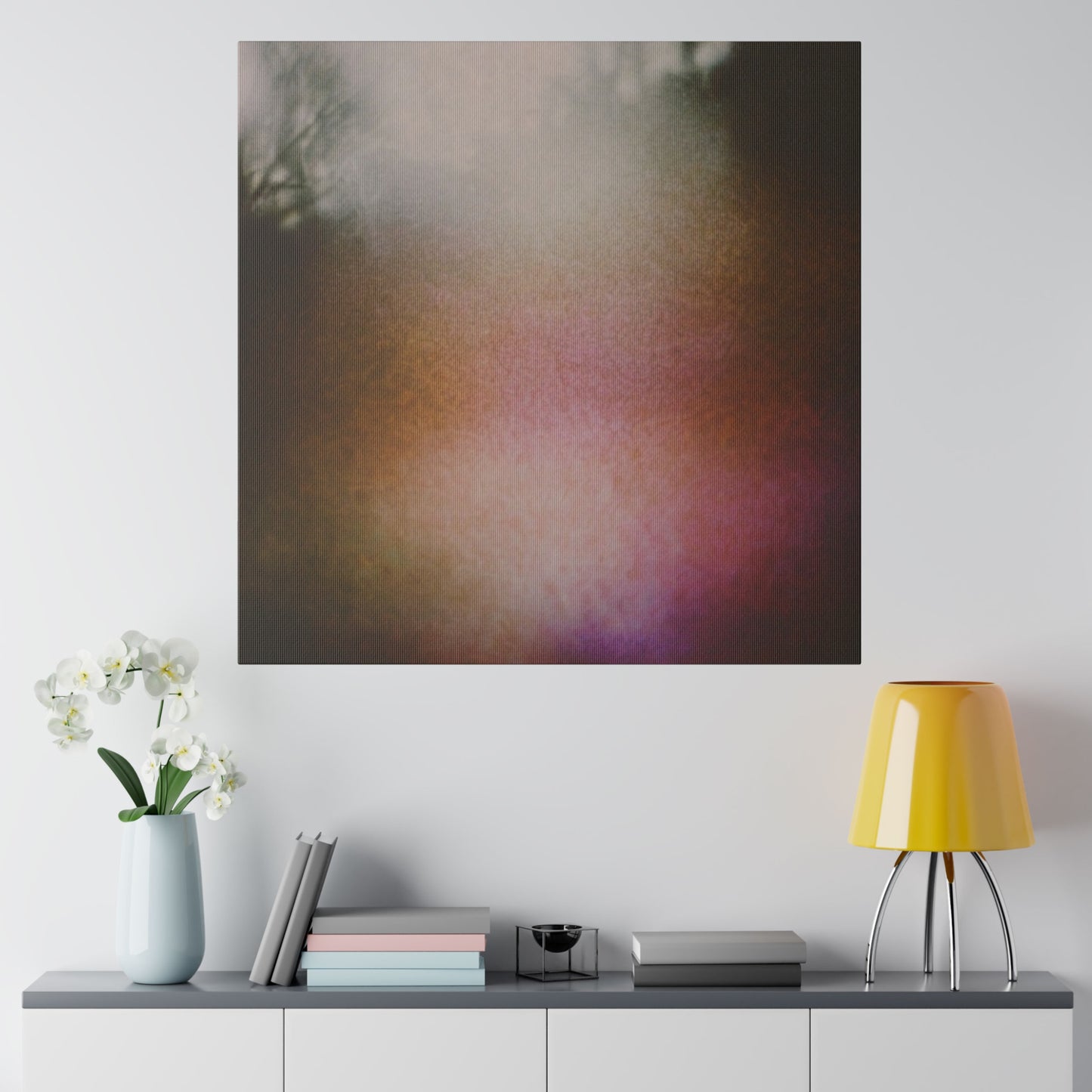 Muted Neon Ethereal Abstract Meadow Dreamscape Wall Art on Matte Canvas
