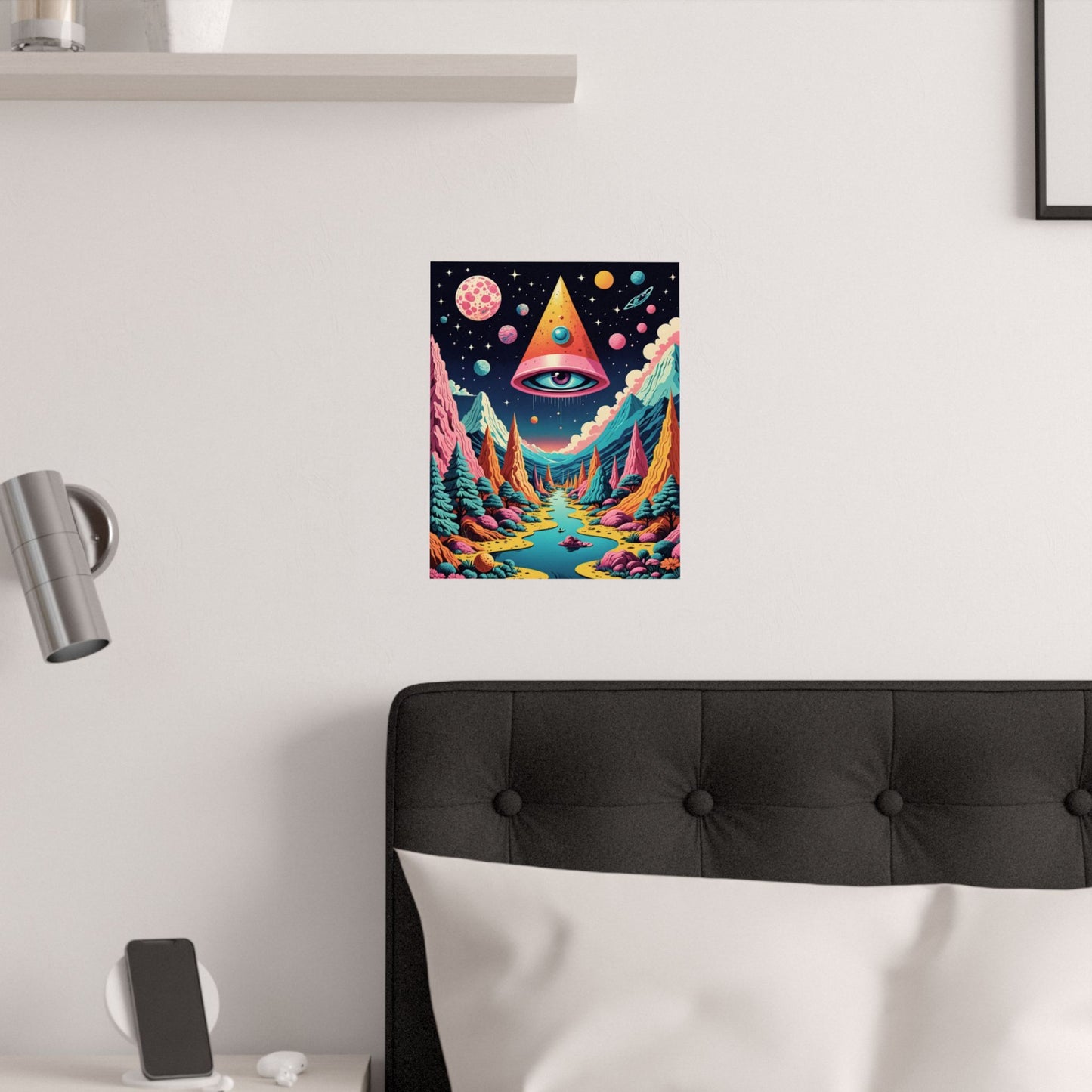Eye of Ascension – Retro Trippy Pyramid Space Poster| Surreal Psychedelic Fantasy Posters – Whimsical Fine Art Wall Prints