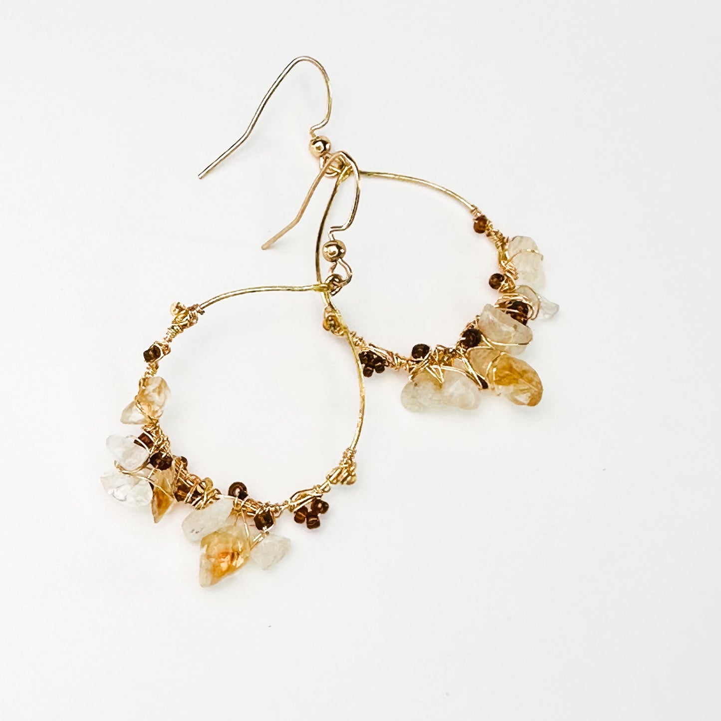Solar Pulse– Citrine & Quartz Gemstone Hoops