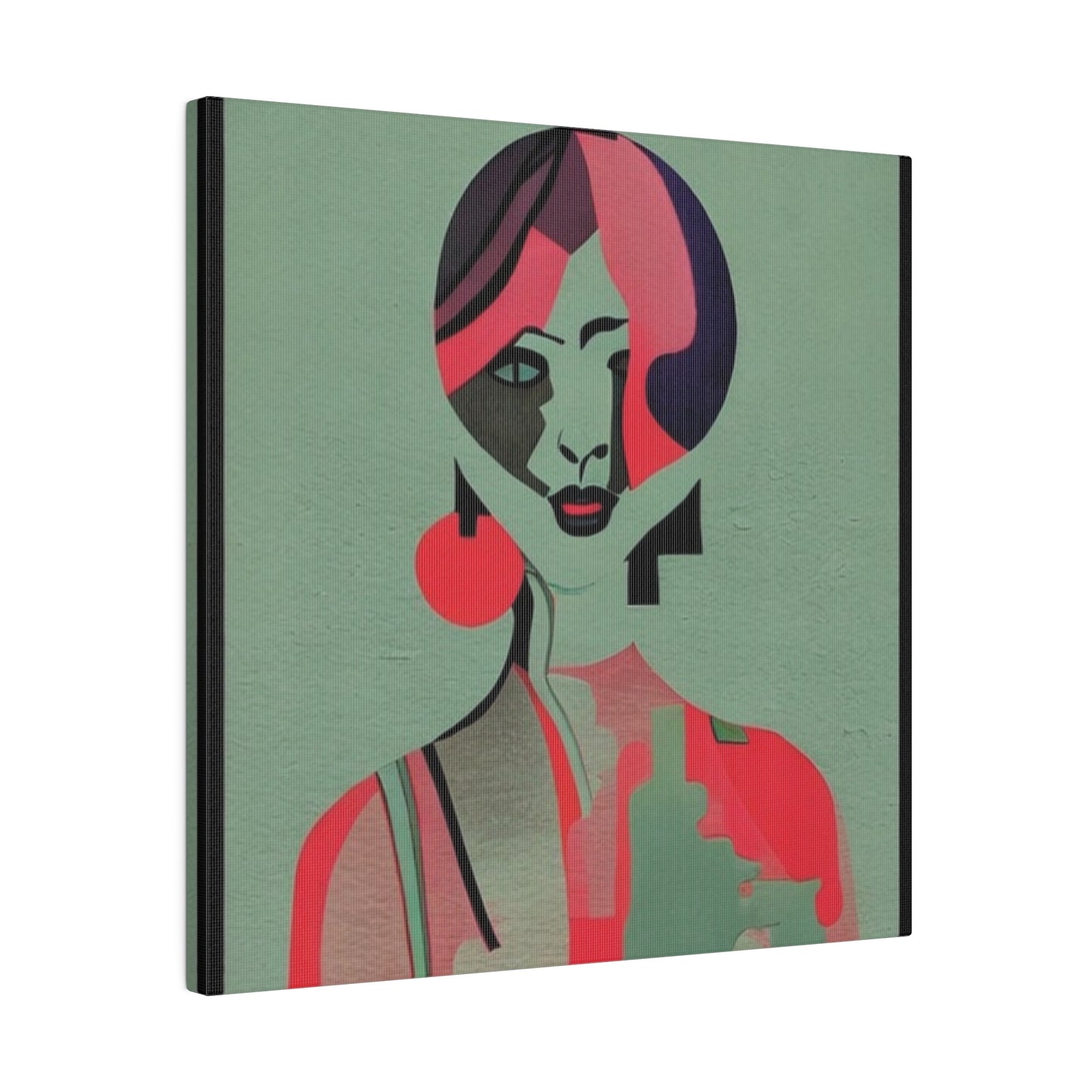 Cherry Bomb Abstract Geometric Portrait Canvas Wall Art