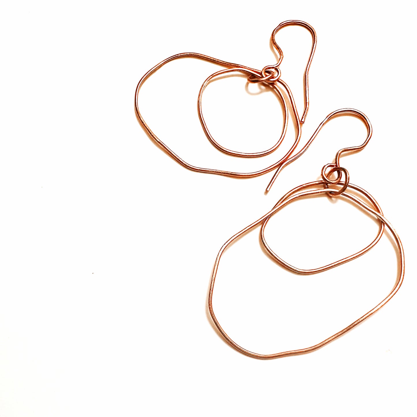 Celestara Orbitus Hand-Forged Copper Hoop Earrings Kinetic Double-Layer Design