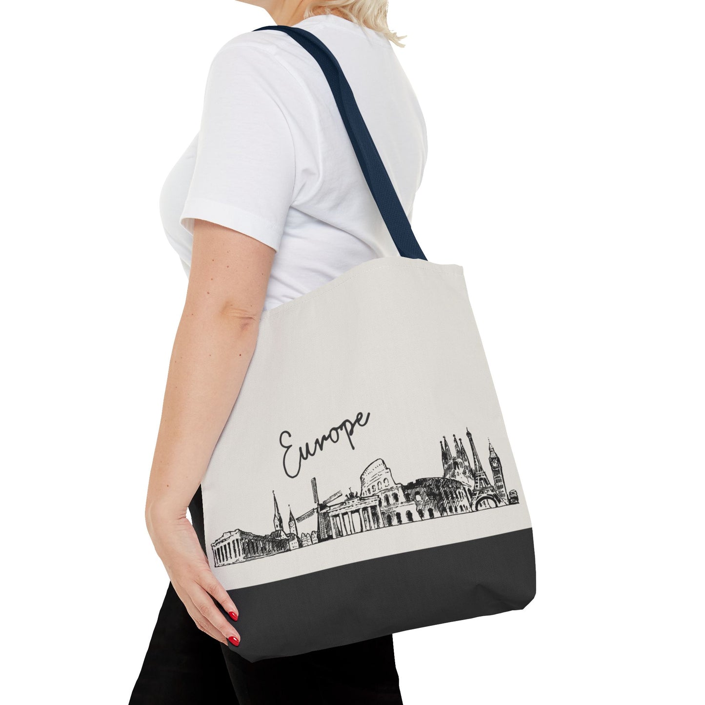 Europe Travel Tote Bag – Lightweight Wanderlight Tote, Skyline Design, Durable Everyday Adventure Bag