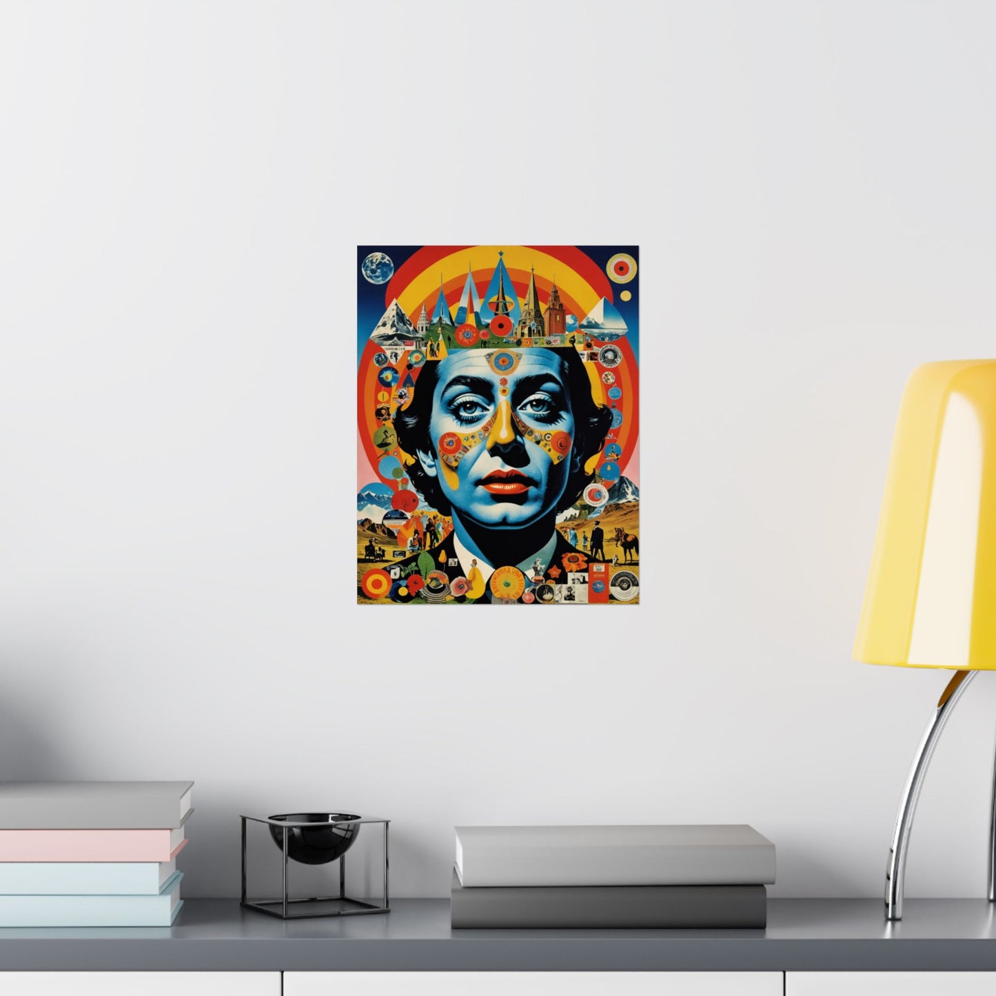 Sacred Geometry Crown|Dada Psychedelic Collage Satin Poster (11x14”)