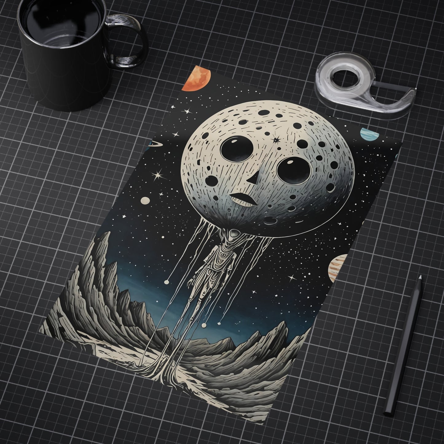 Watcher of the Void Surreal Lunar Being Unframed Art Print