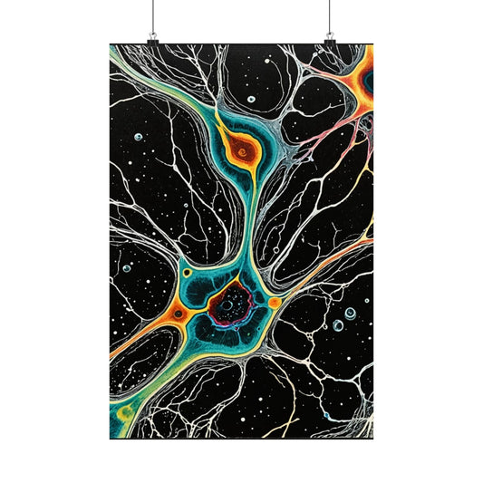 Neon Neurons Matte Vertical Posters