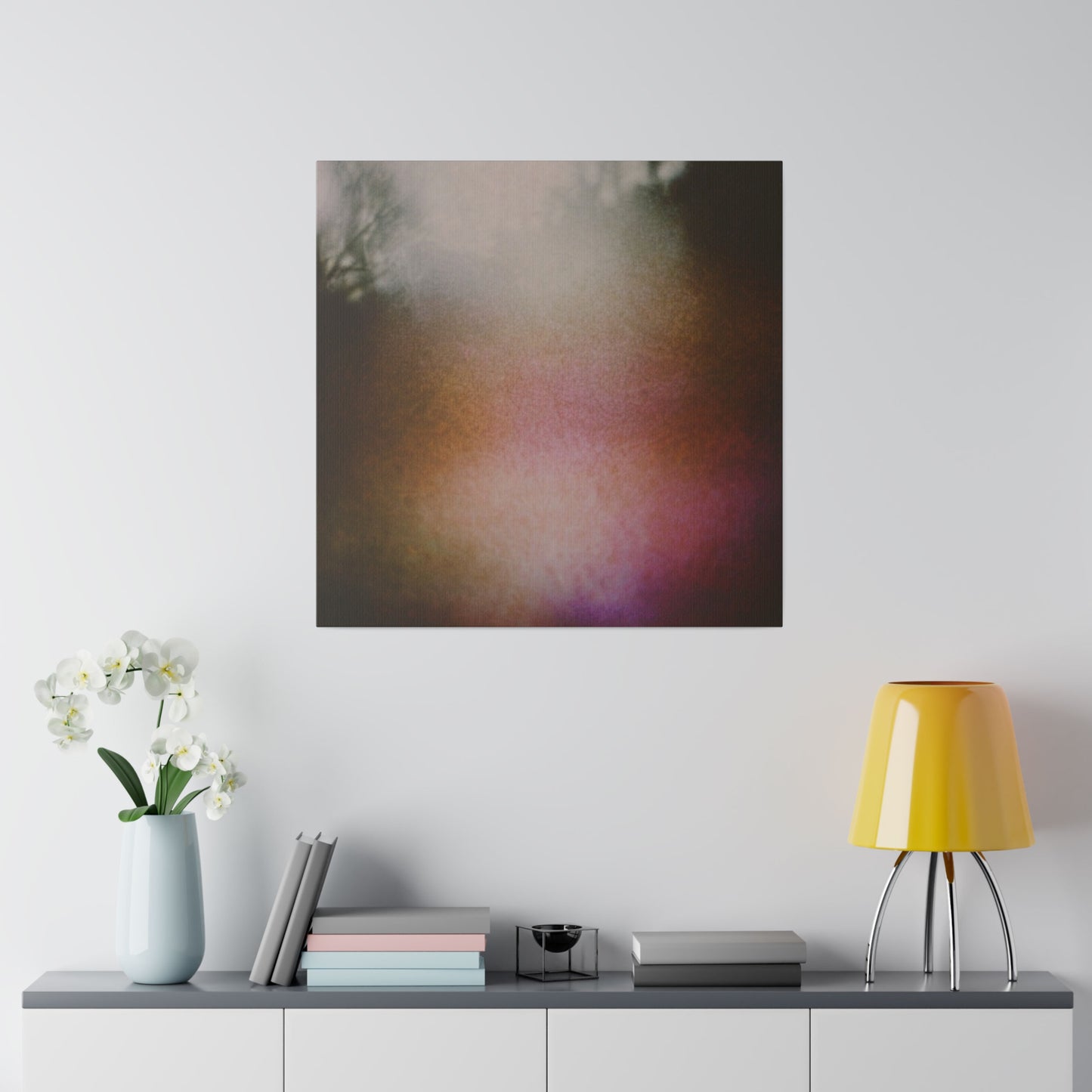 Muted Neon Ethereal Abstract Meadow Dreamscape Wall Art on Matte Canvas