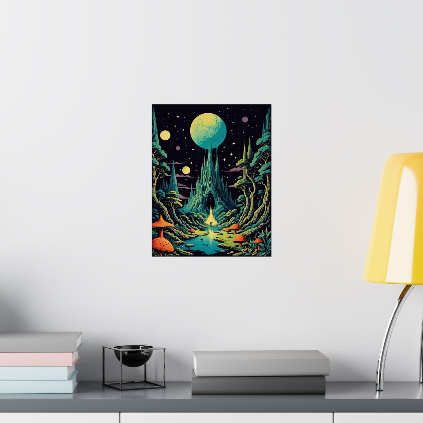 Fantasy Forest Satin Poster - Cosmic Lands Art Decor