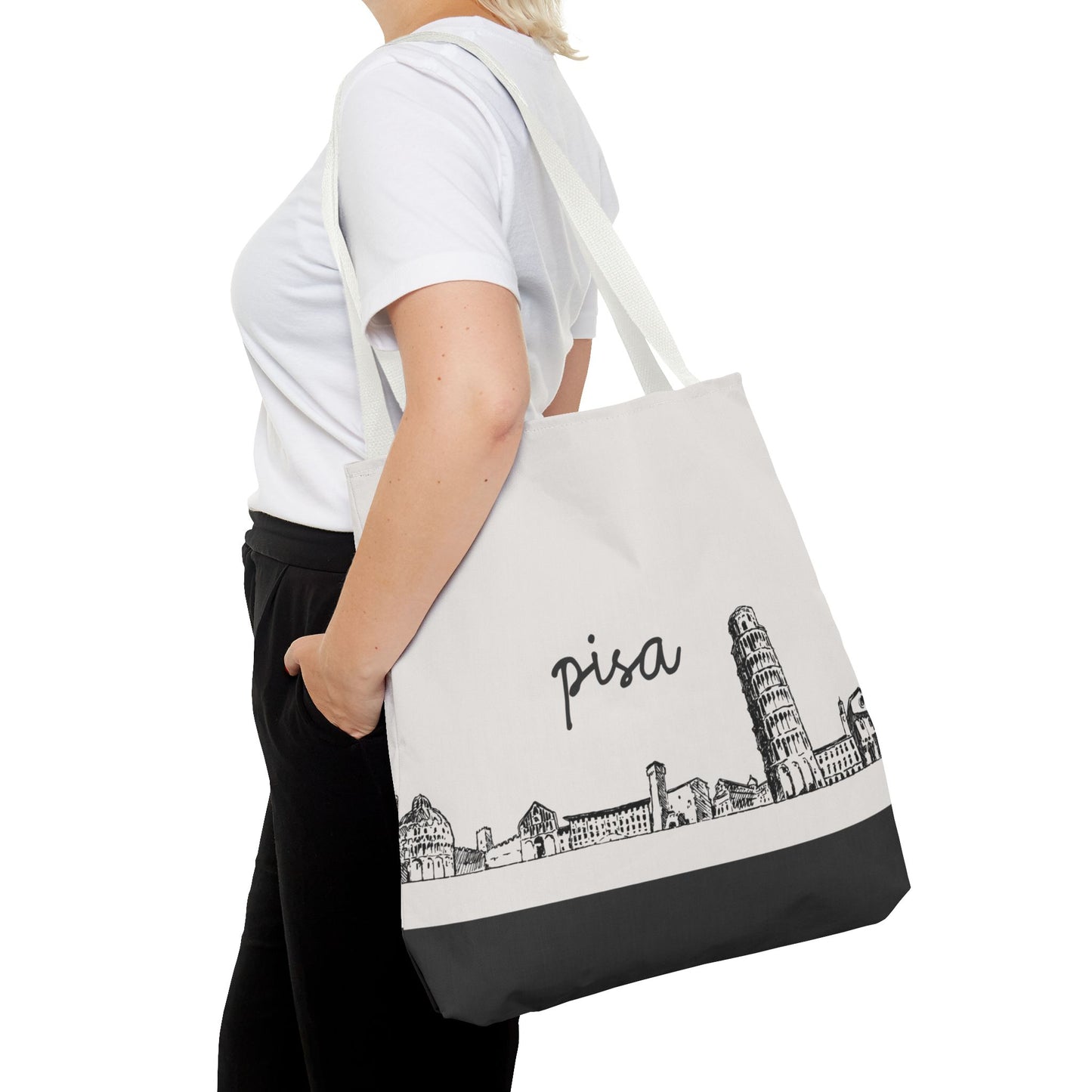Pisa Travel Tote Bag – Lightweight Wanderlight Tote, Skyline Design, Durable Everyday Adventure Bag