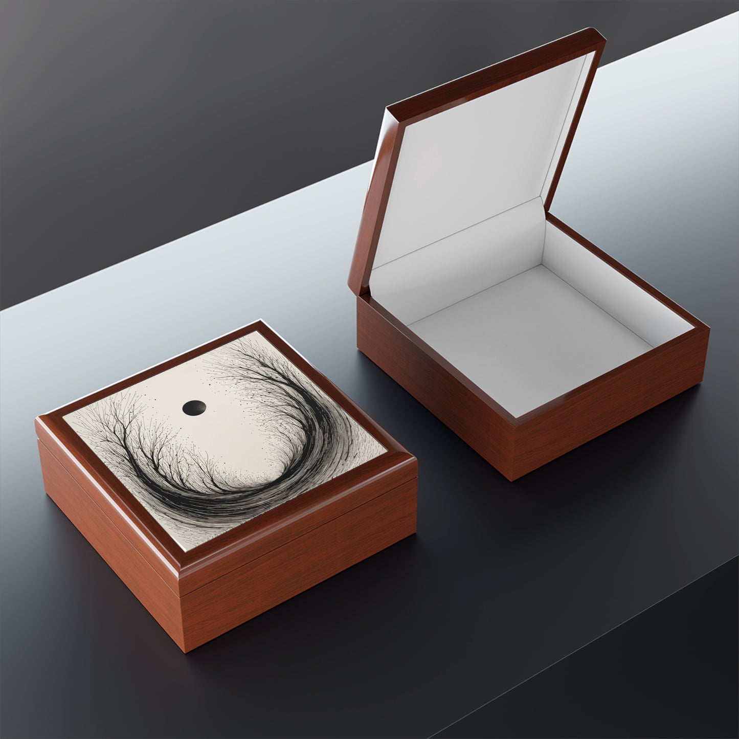Lunar Veil Custom Art Jewelry Box – Handmade Decorative Keepsake Storage for Gifts, Memorials & Special Occasions