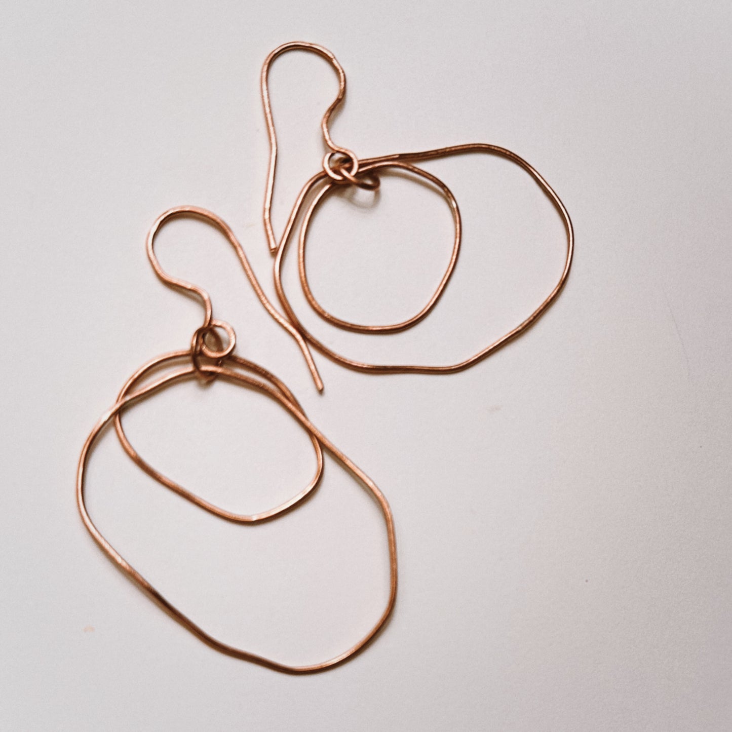 Celestara Orbitus Hand-Forged Copper Hoop Earrings Kinetic Double-Layer Design