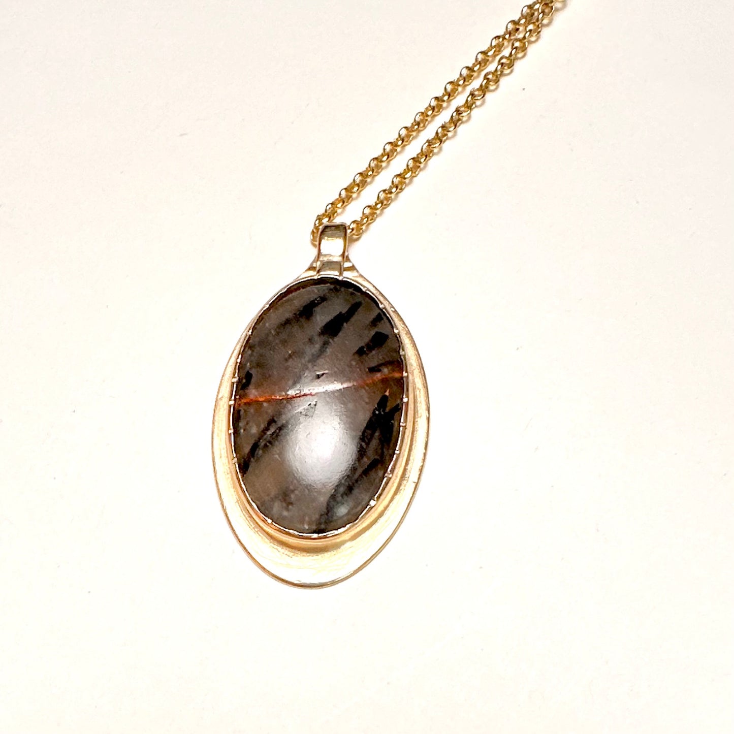 Reforged Echo: Reticulated Quartz & Bronze Mica Pendant Necklace