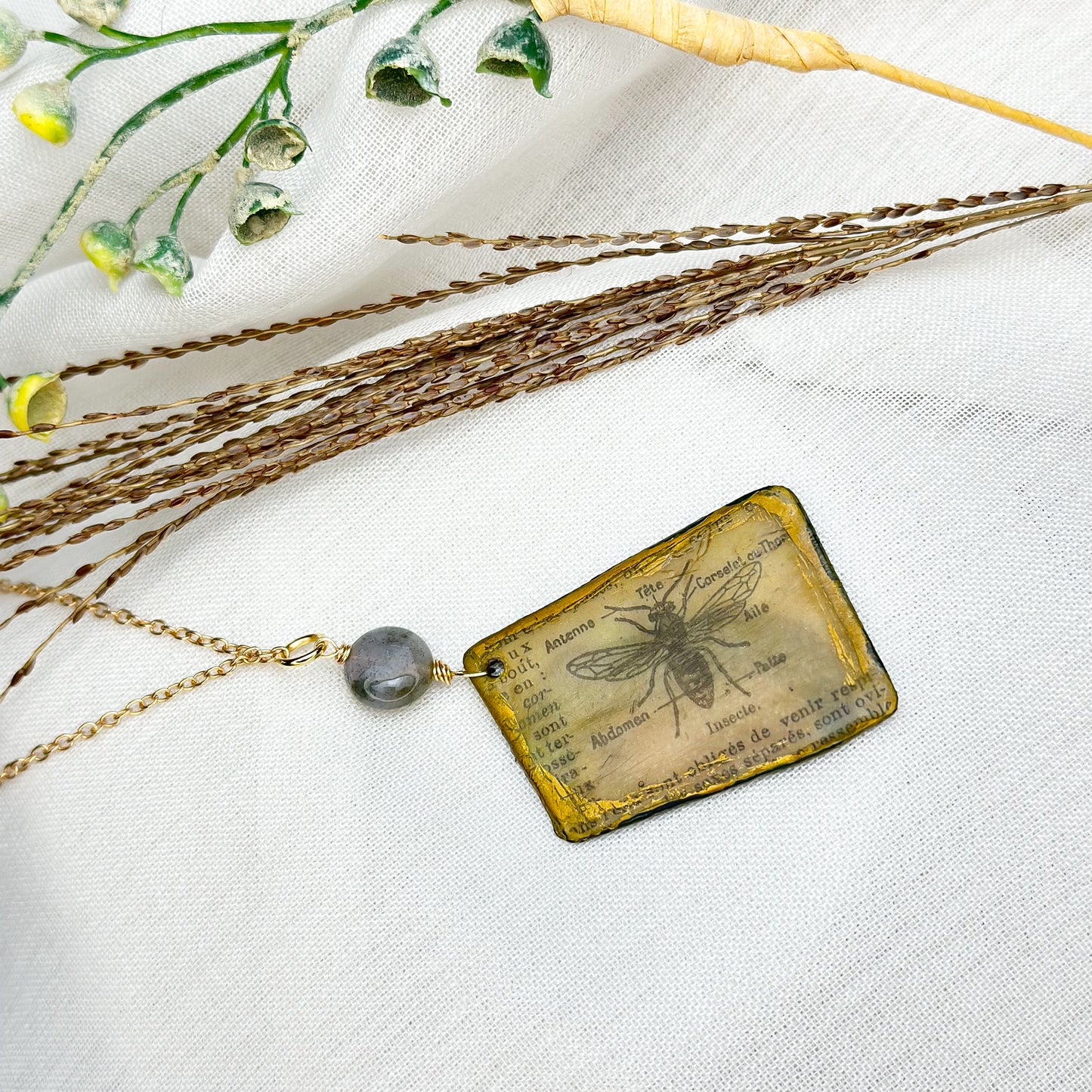 Reliquary of Flight Brass and Textile Pendant Necklace – Ephemera Collection