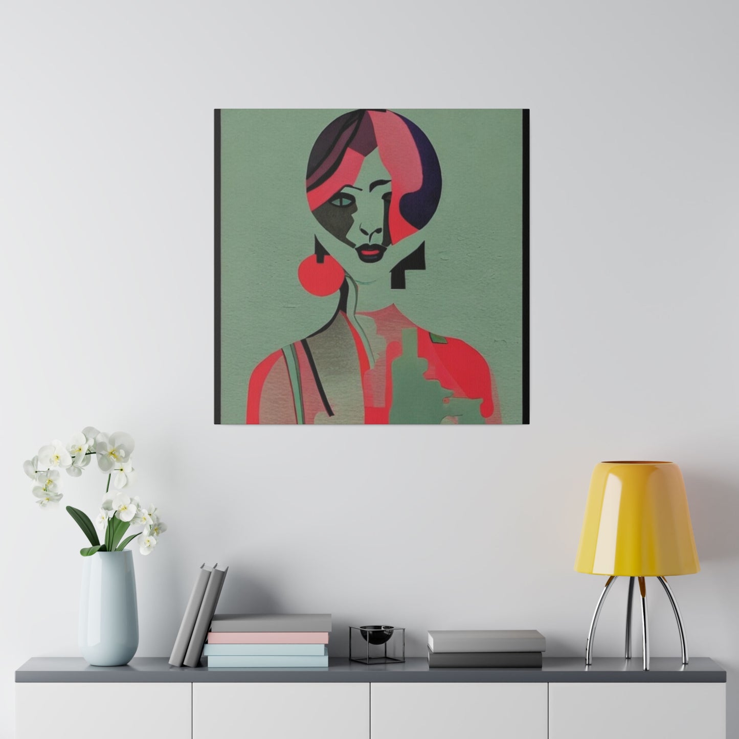 Cherry Bomb Abstract Geometric Portrait Canvas Wall Art