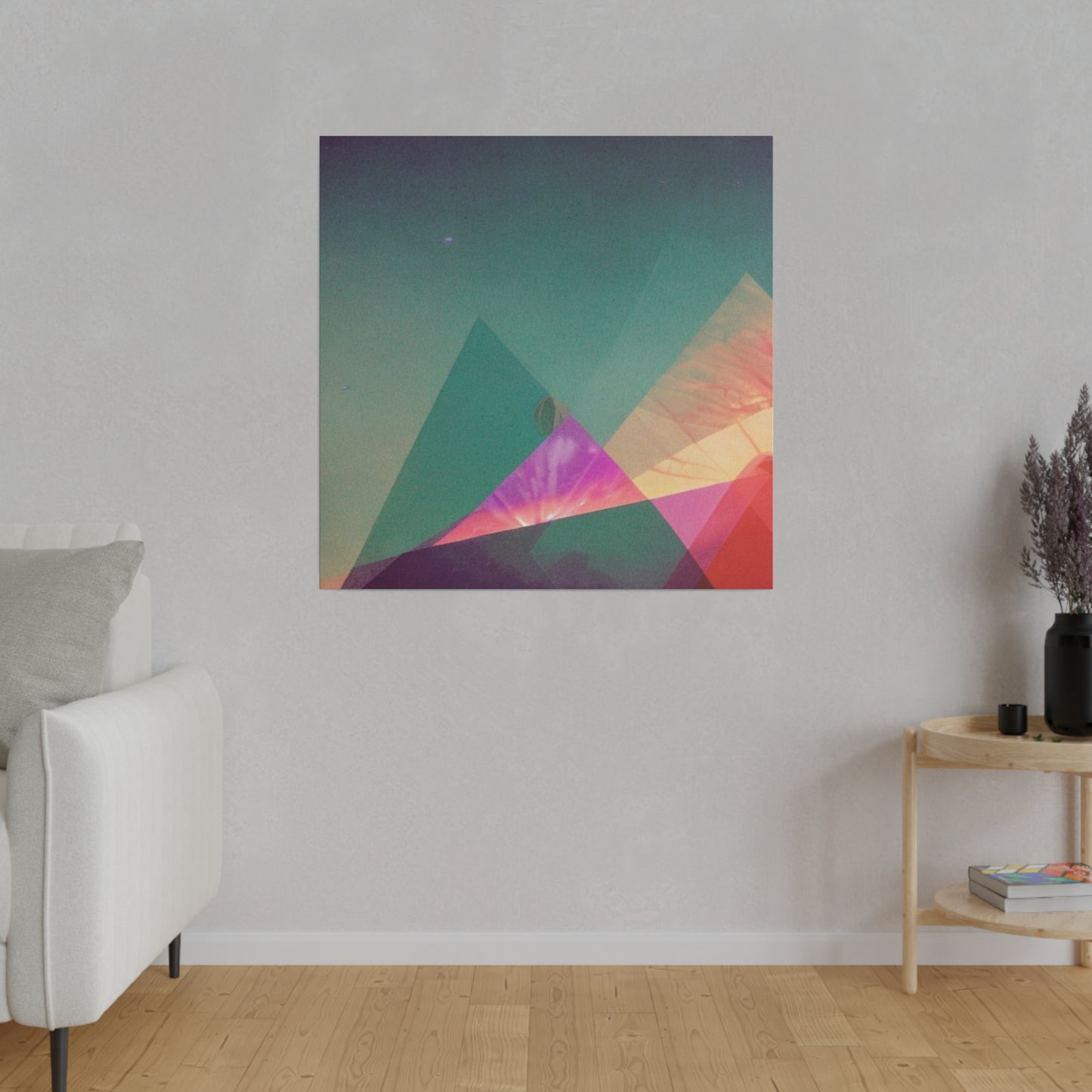 Rainbow Geometric Mountain Prism Wall Art Matte Canvas