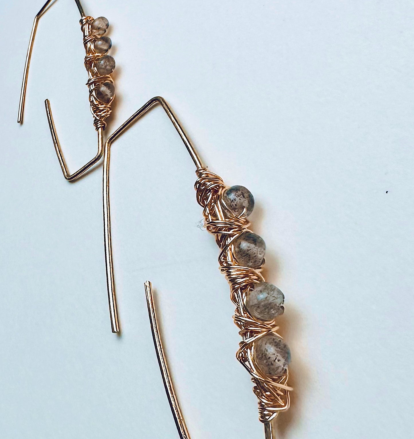 Auric Passage Labradorite Geometric Threader Earrings