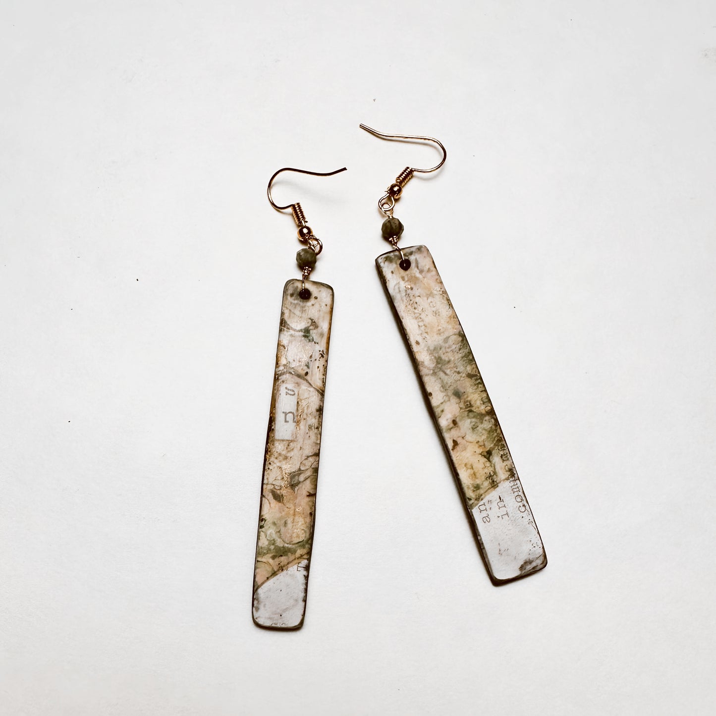 Ephemera Palimpsest Earrings – Handmade Mixed Media Wearable Art