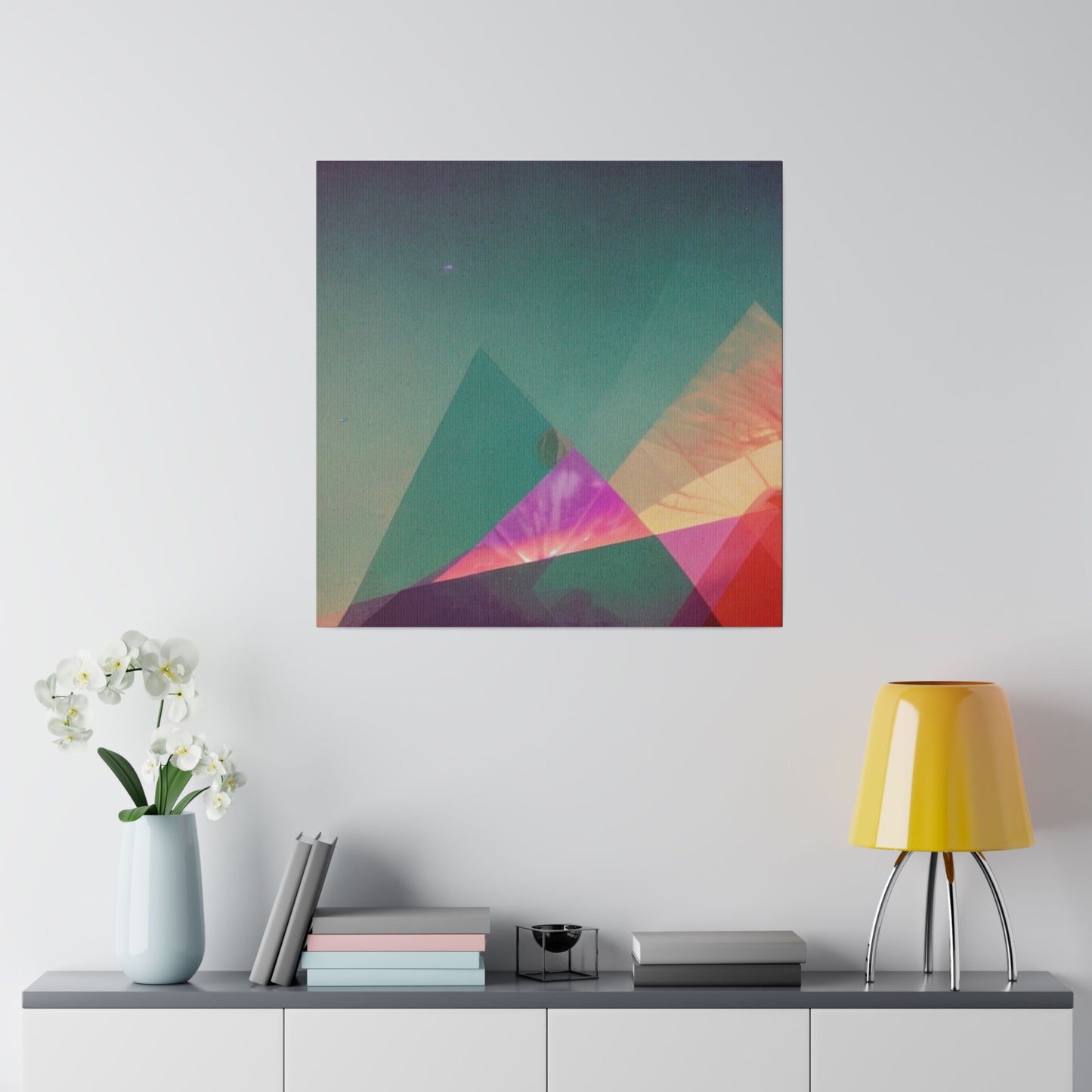 Rainbow Geometric Mountain Prism Wall Art Matte Canvas