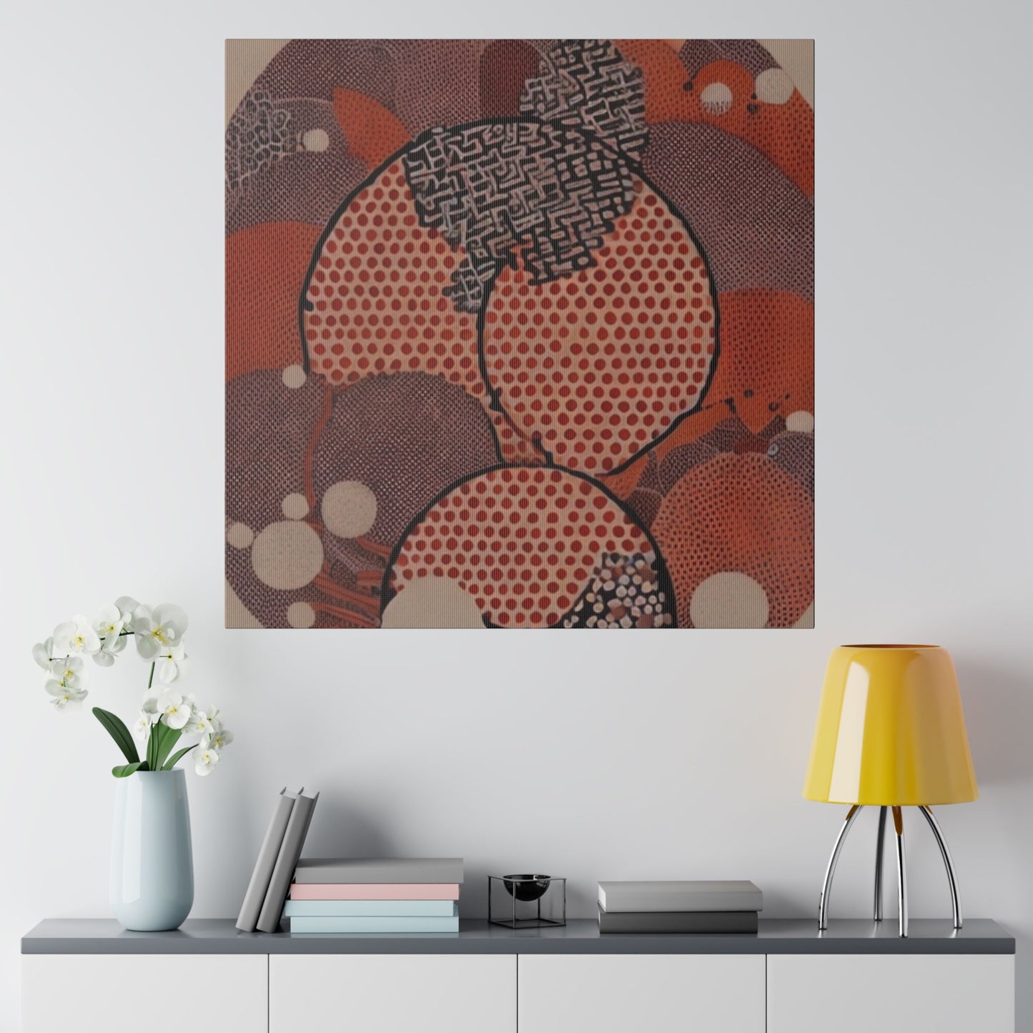 Japandi Organic Red Wall Art Print Matte Canvas