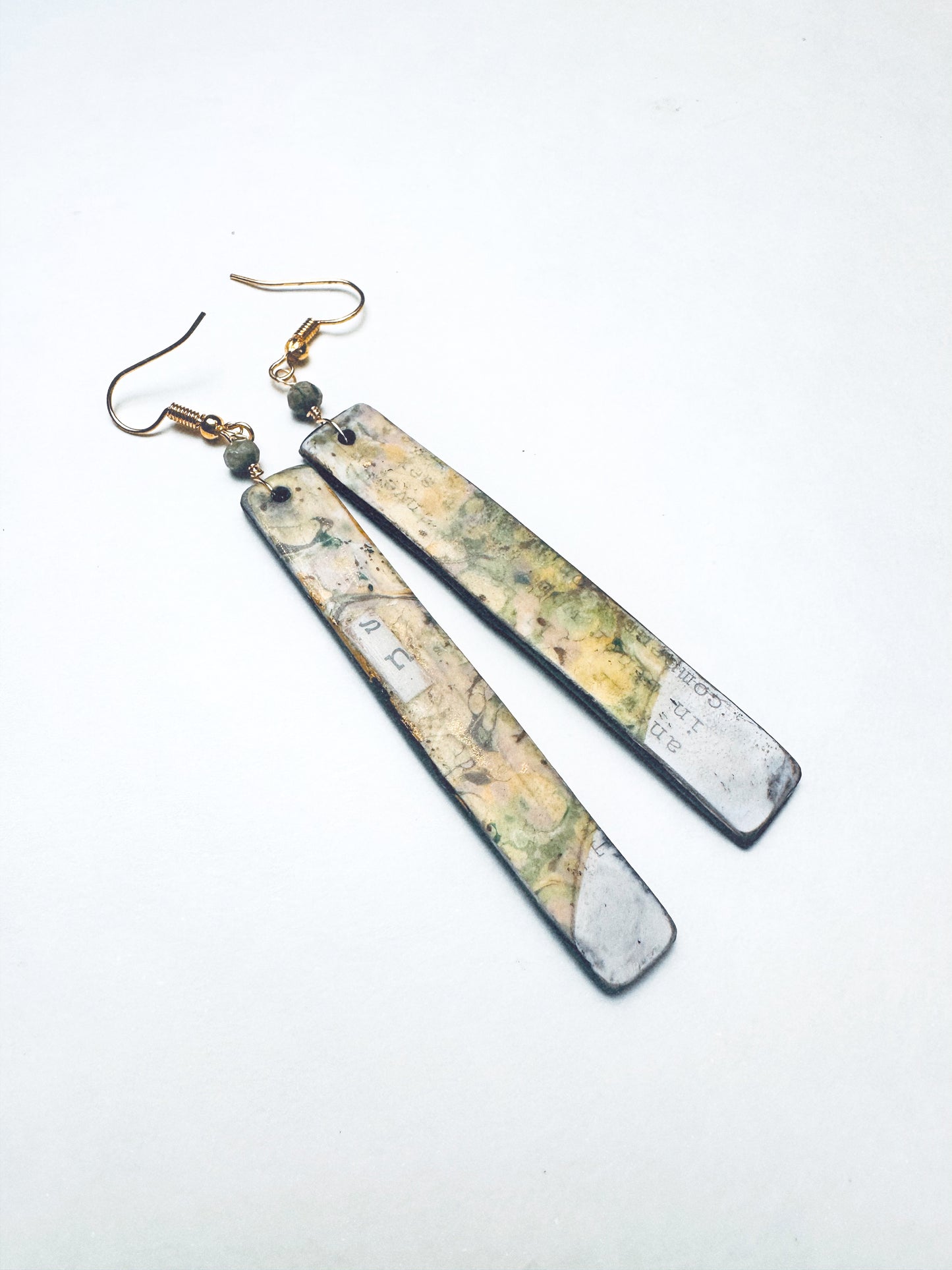 Ephemera Palimpsest Earrings – Handmade Mixed Media Wearable Art