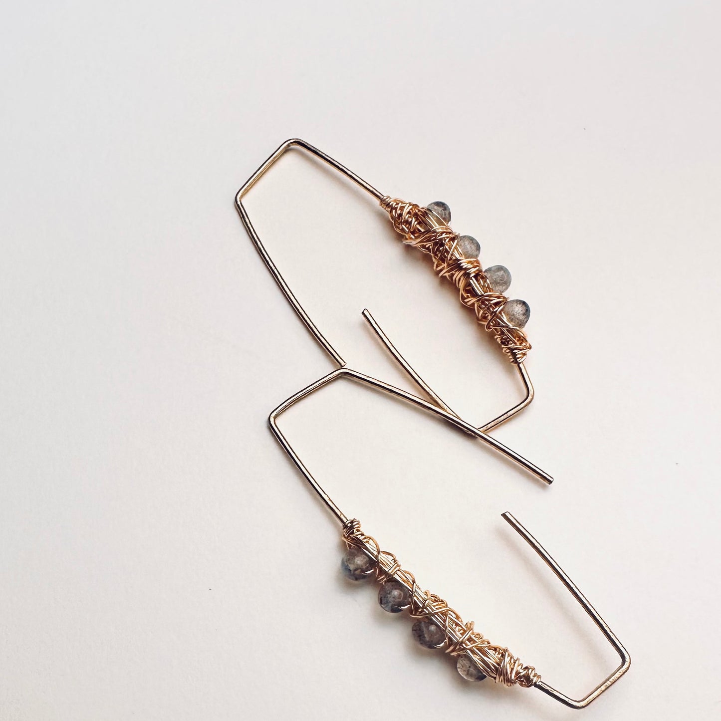 Auric Passage Labradorite Geometric Threader Earrings