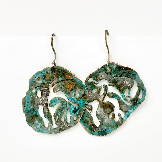 Erosion Echoes– Handcrafted Patina Brass Earrings