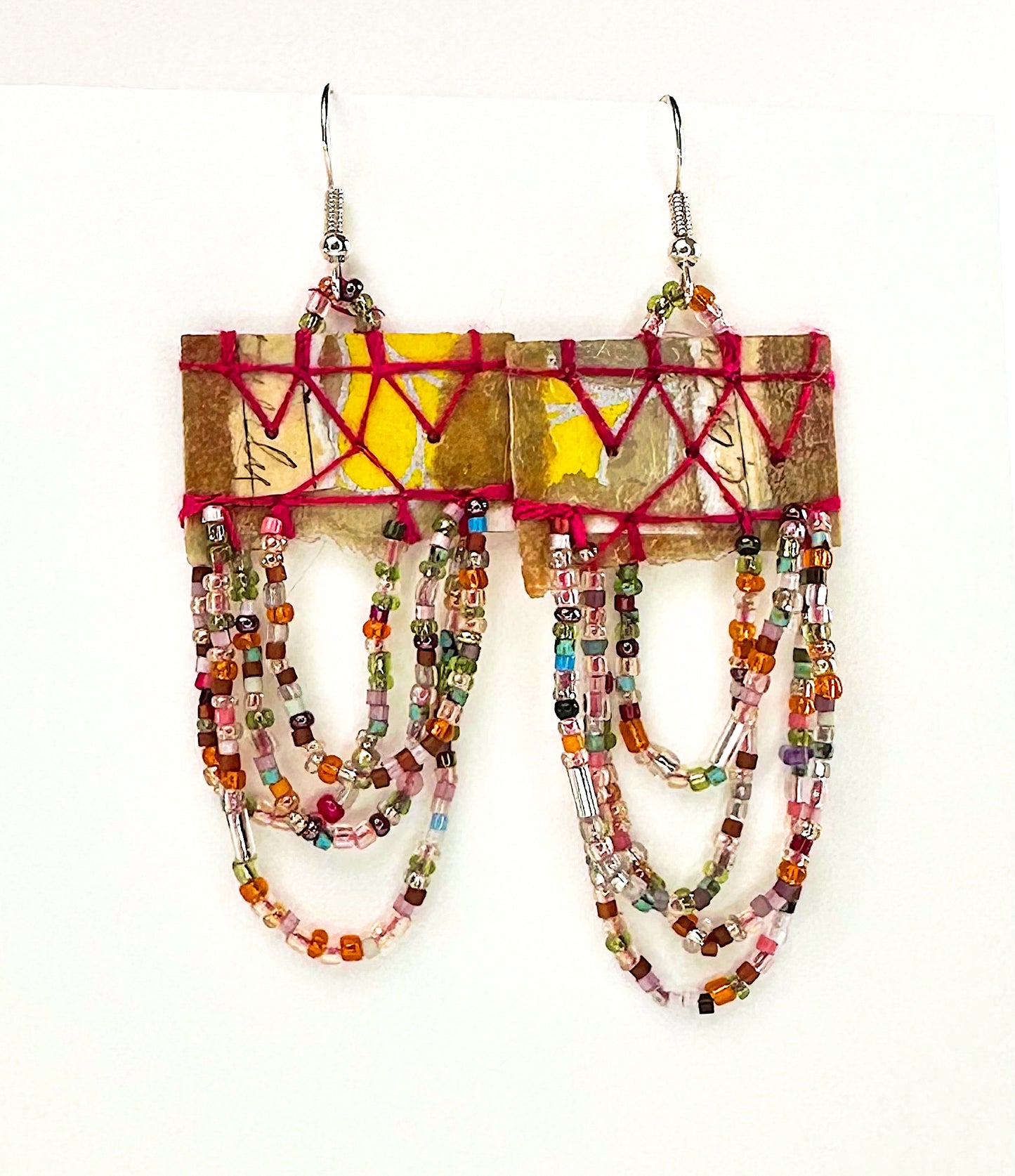 Gilded Reverie Earrings| Handsewn Textile Colorful Beaded Earrings