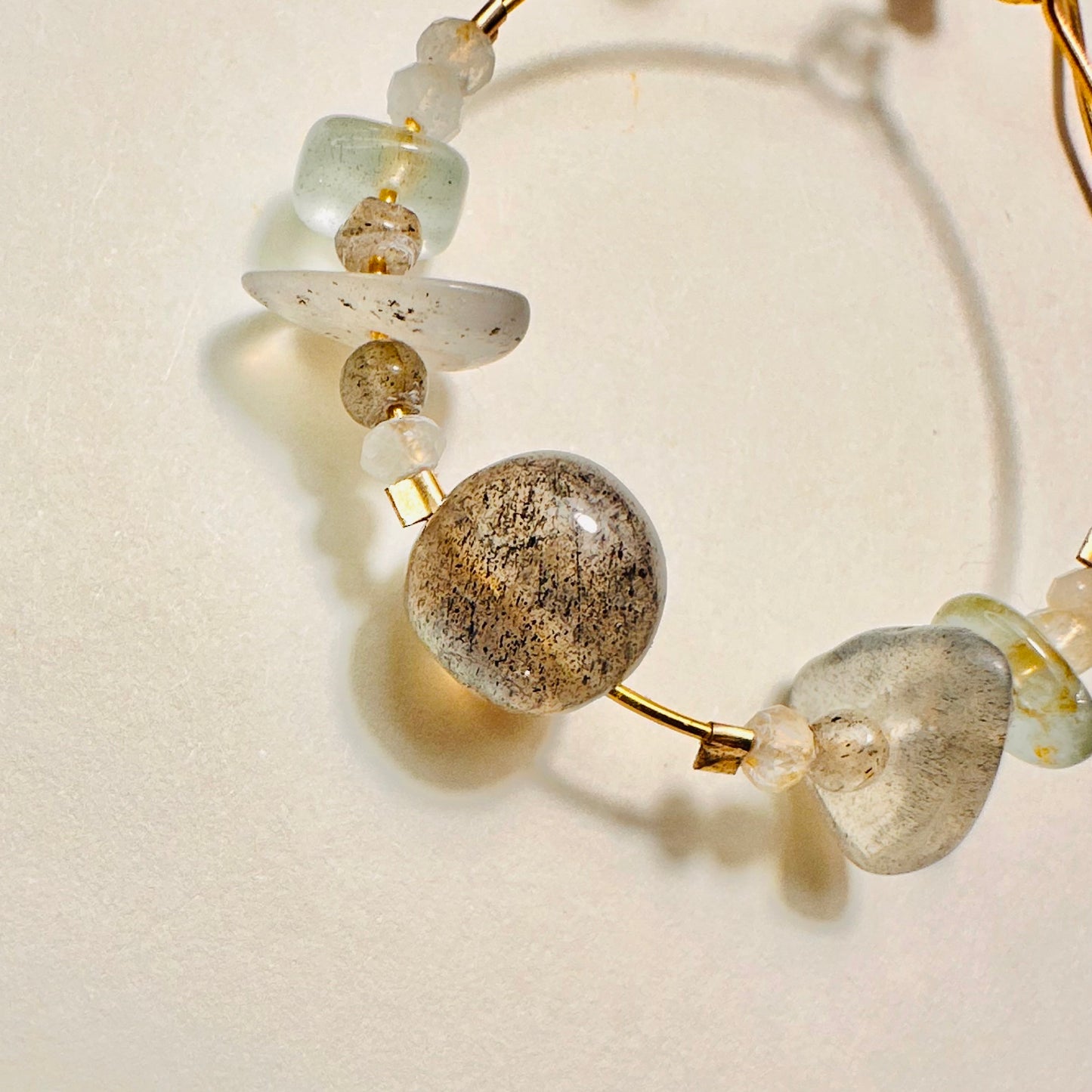 Silver Moondrop Labradorite Hoops |Aquamarine & Clear Topaz