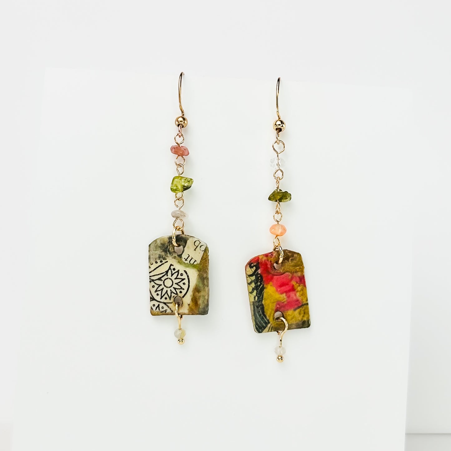 Ephemera Mosaic– Mixed Media Dangle Earrings