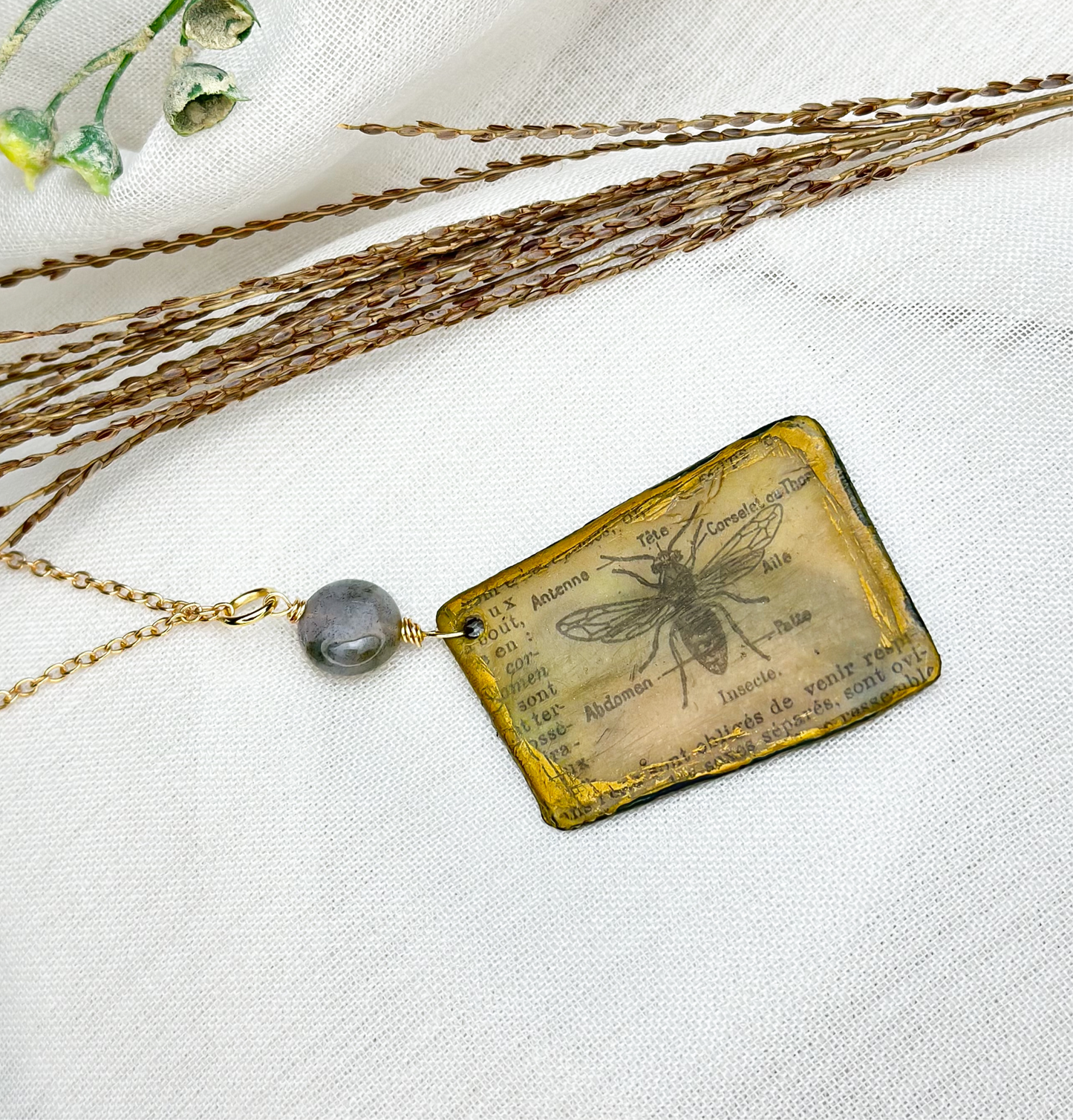 Reliquary of Flight Brass and Textile Pendant Necklace – Ephemera Collection