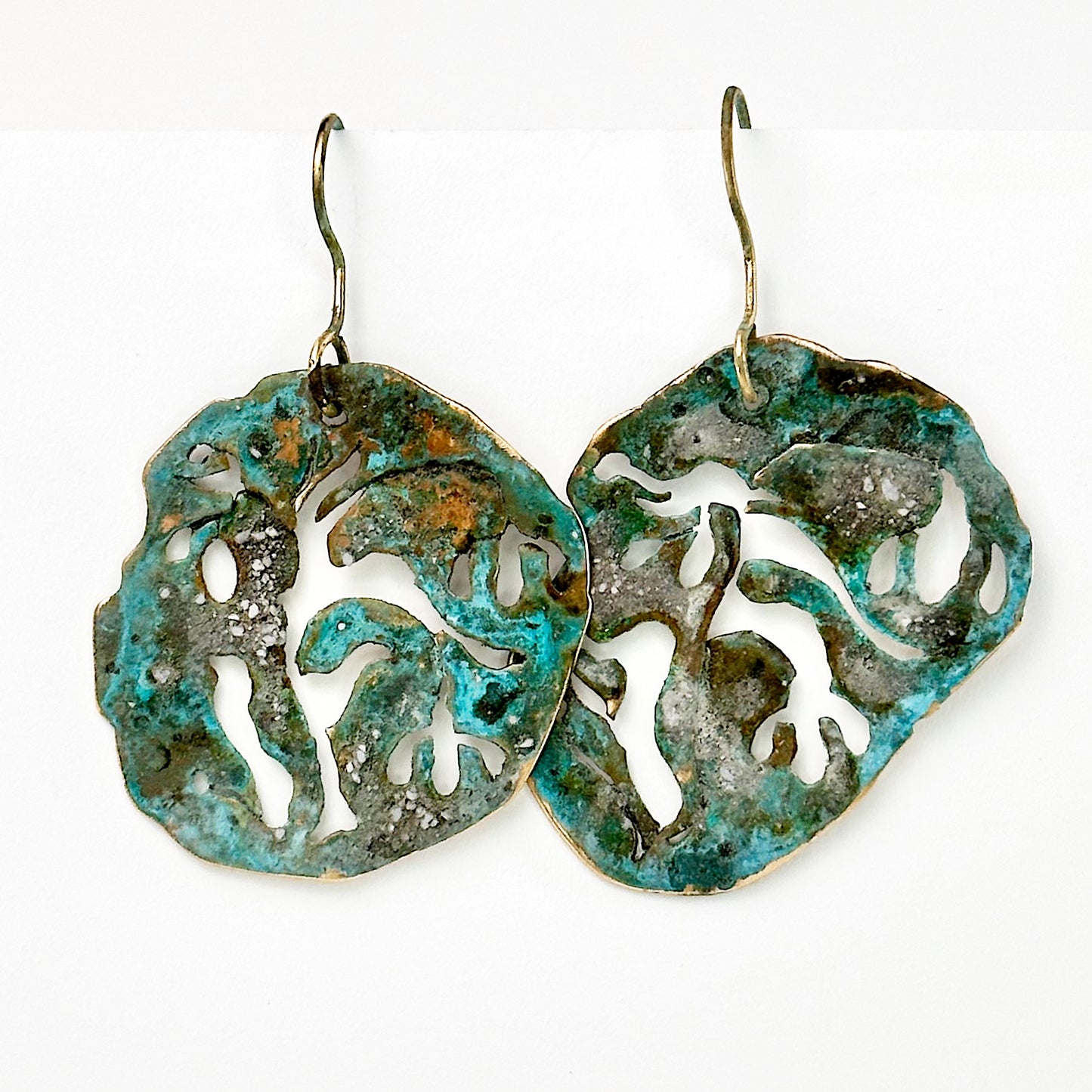 Erosion Echoes– Handcrafted Patina Brass Earrings