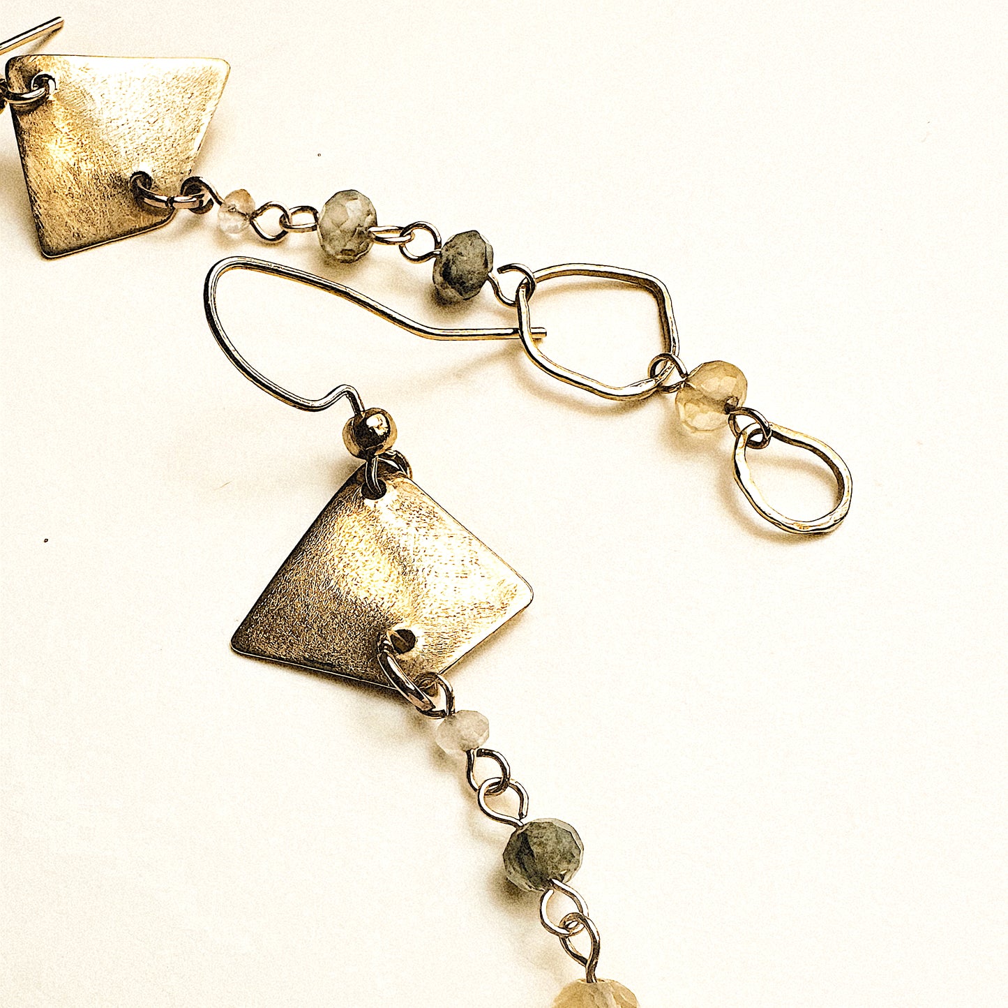 Celestara Astralis Mismatched Earrings Brass & Green Prehnite Gemstones