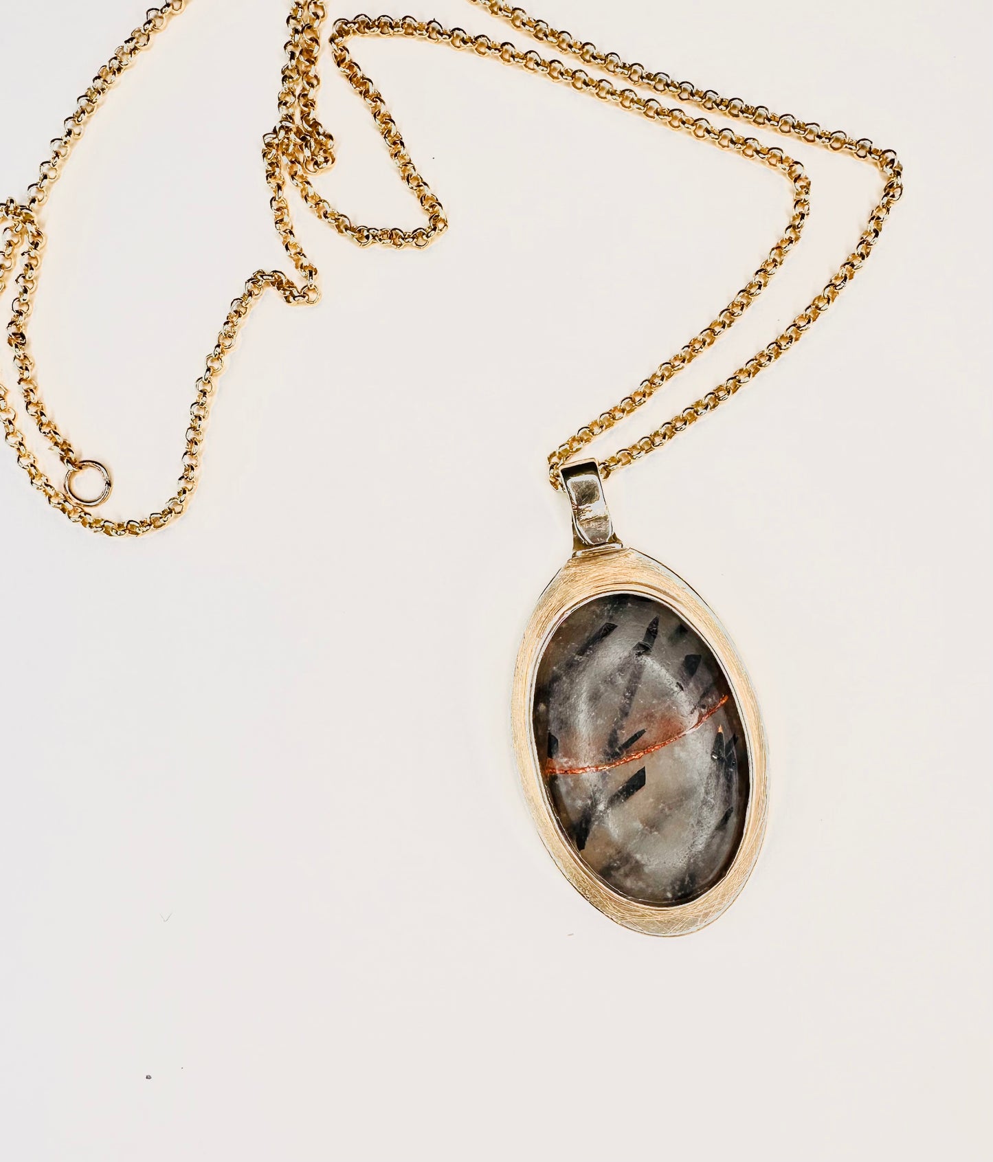 Reforged Echo: Reticulated Quartz & Bronze Mica Pendant Necklace