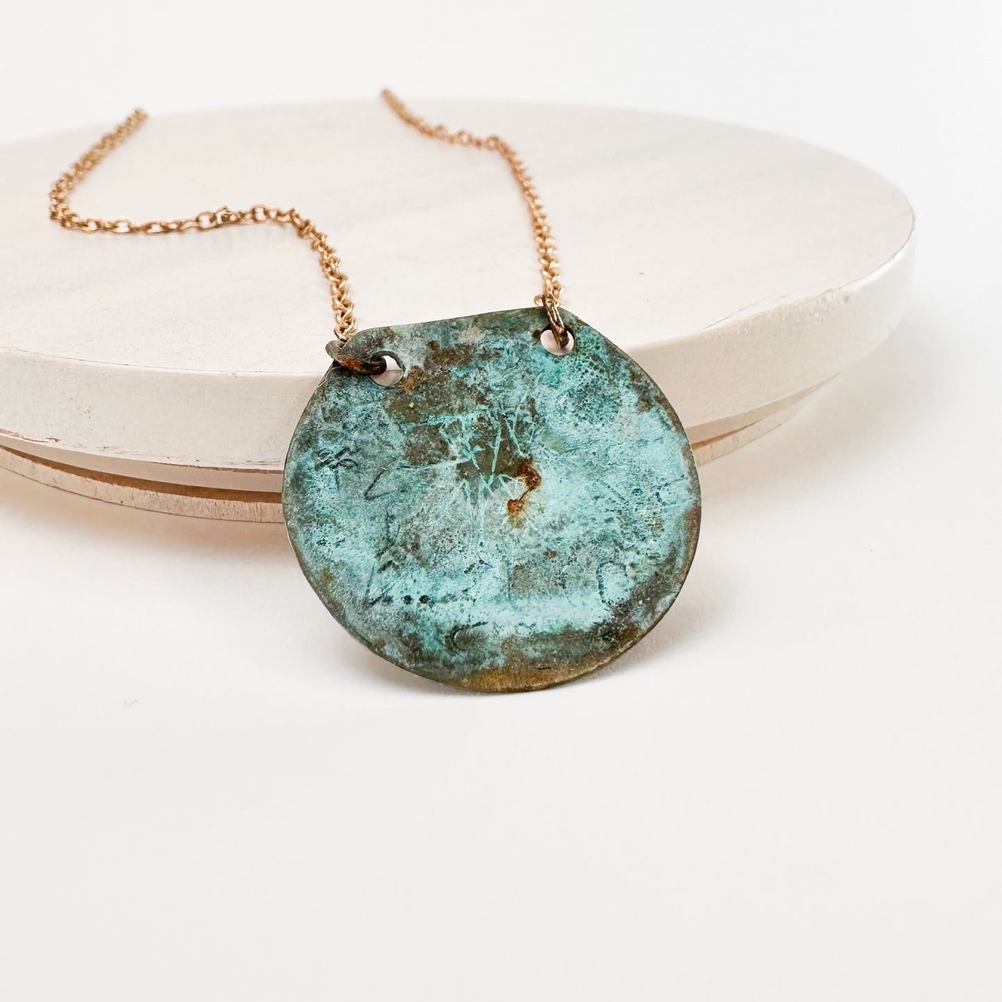 Sea Coin– Patina Brass Disc Necklace