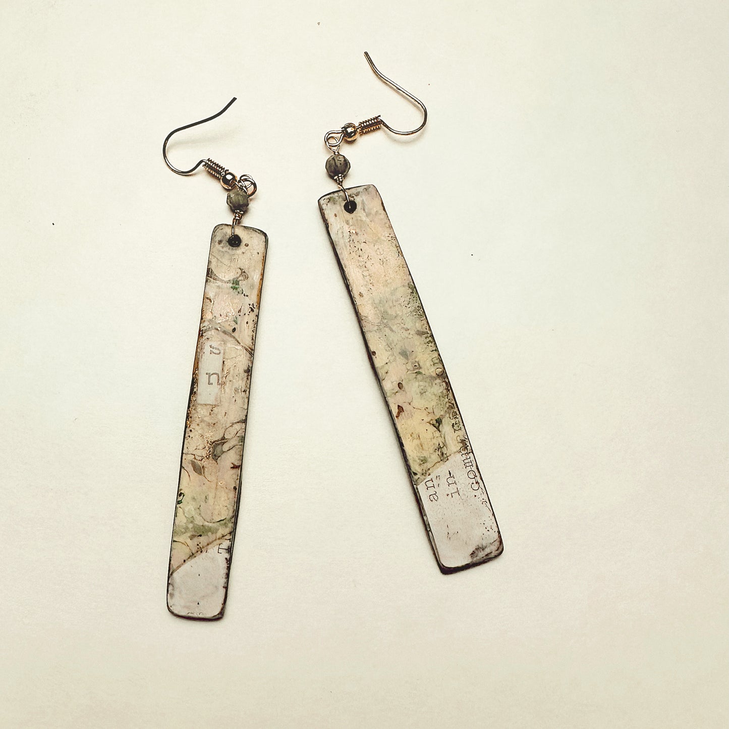 Ephemera Palimpsest Earrings – Handmade Mixed Media Wearable Art