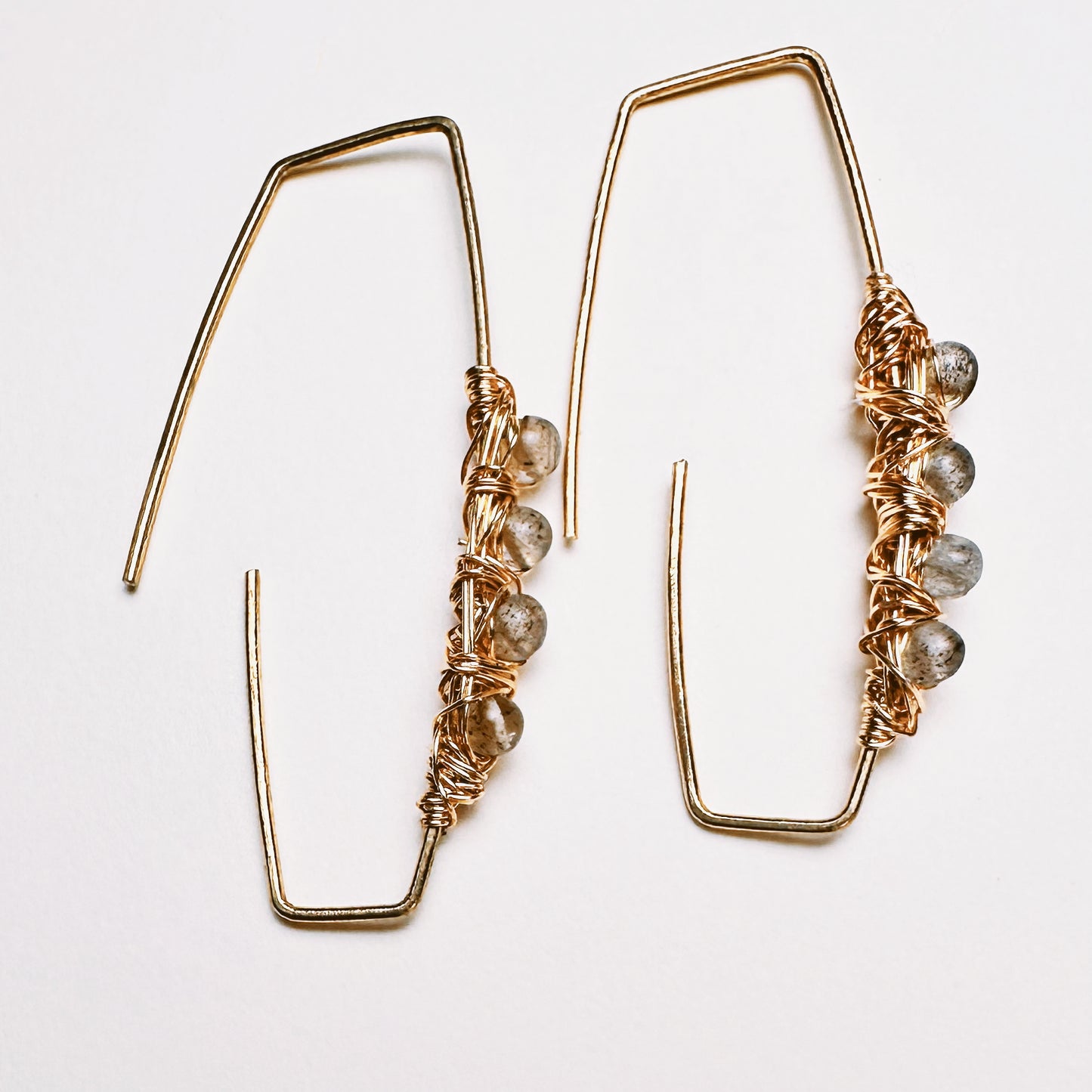 Auric Passage Labradorite Geometric Threader Earrings